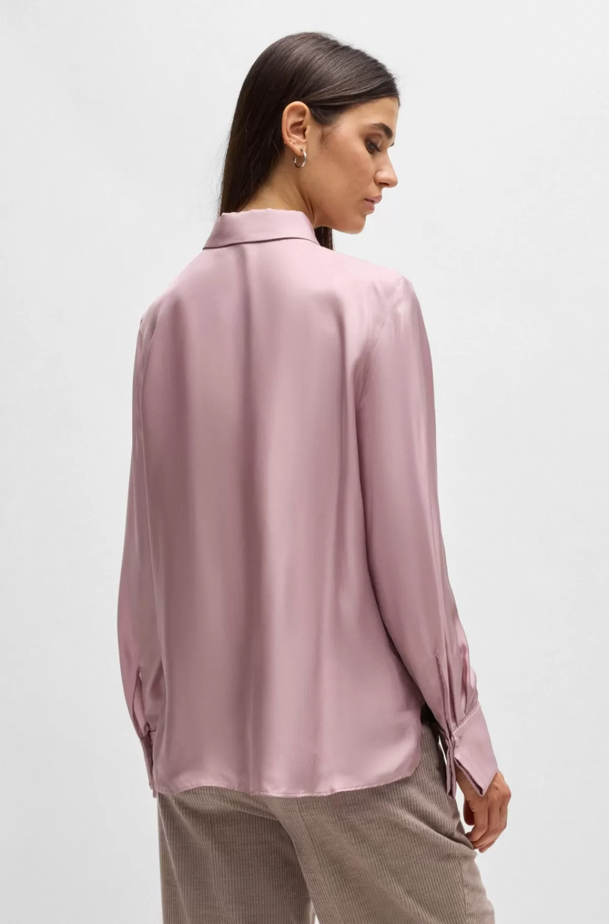 HUGO BOSS Italiensk Fremstillet Skjorte Med Bindekrave Lyslilla Best Sale