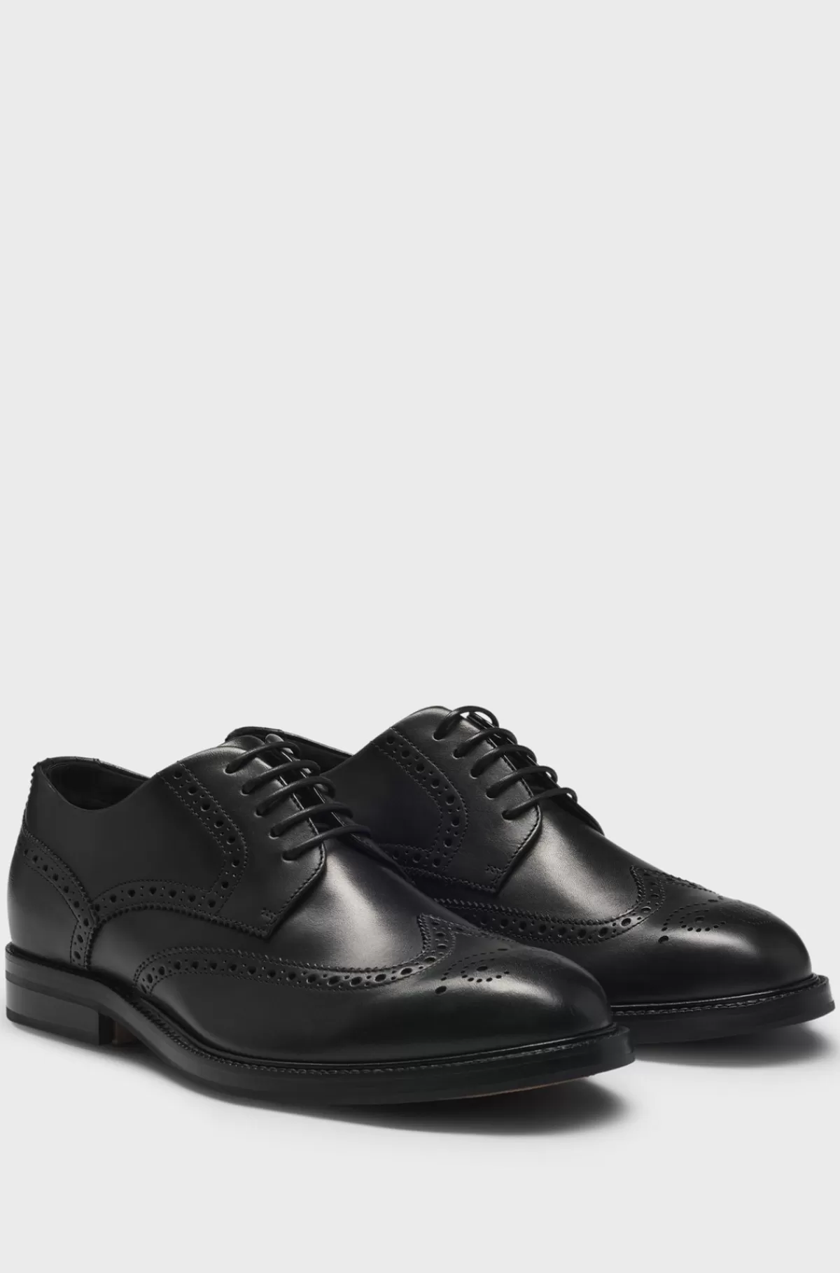 HUGO BOSS Italienskfremstillede Derbysko I Læder Og Med Dressletic-sål Sort Cheap