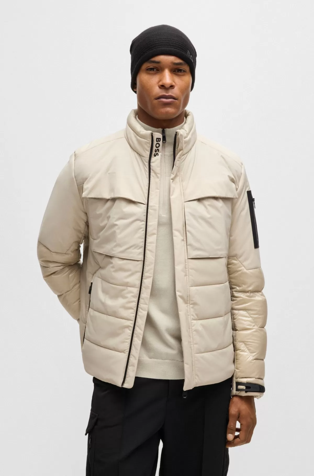 HUGO BOSS Jakke I Blandede Materialer Med Dunfyld Lys beige Cheap