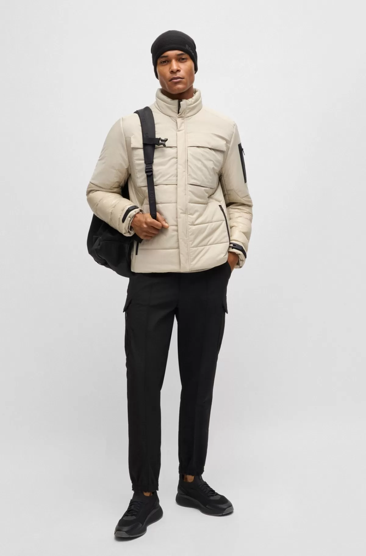 HUGO BOSS Jakke I Blandede Materialer Med Dunfyld Lys beige Cheap