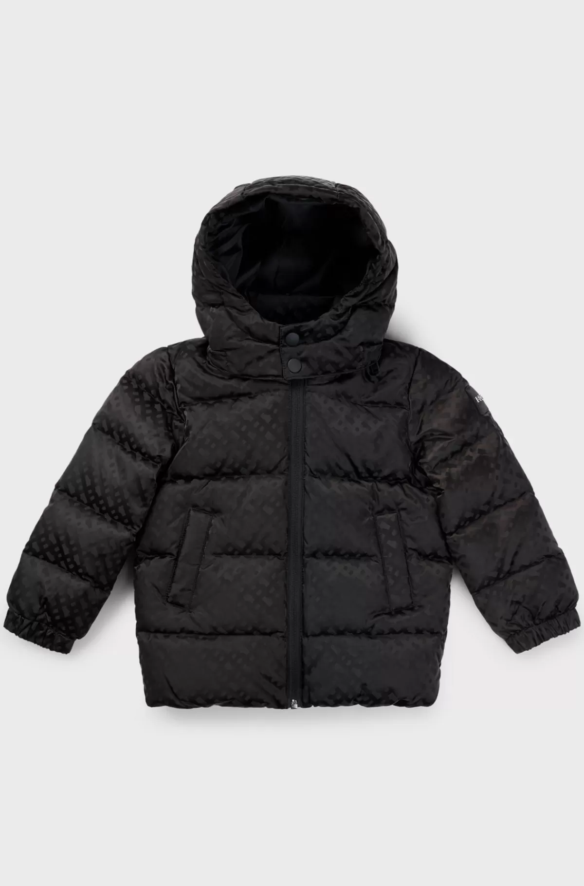 HUGO BOSS Jakke Med Hætte Til Børn I Monogrammønstret Materiale Sort Shop