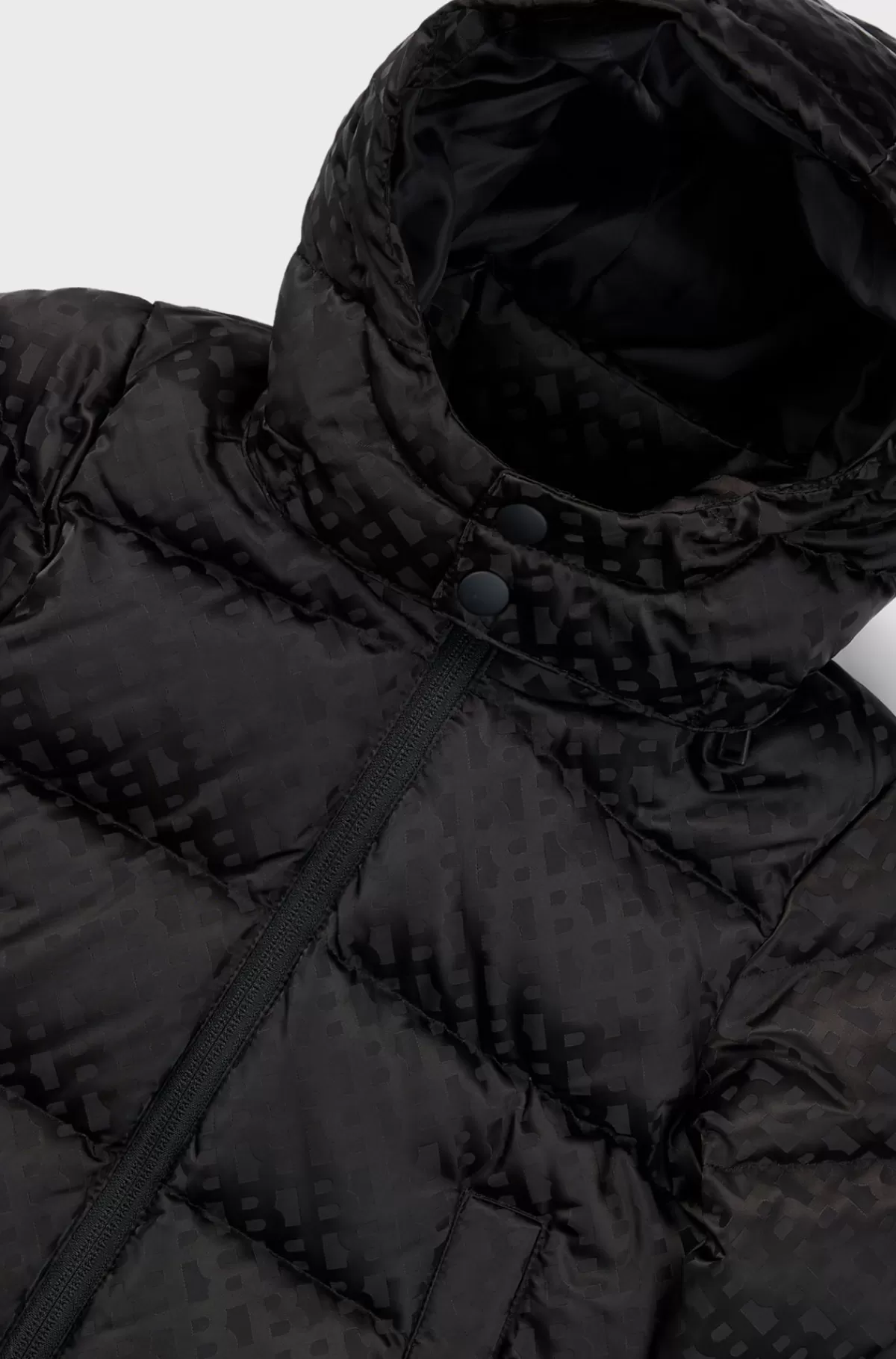 HUGO BOSS Jakke Med Hætte Til Børn I Monogrammønstret Materiale Sort Shop