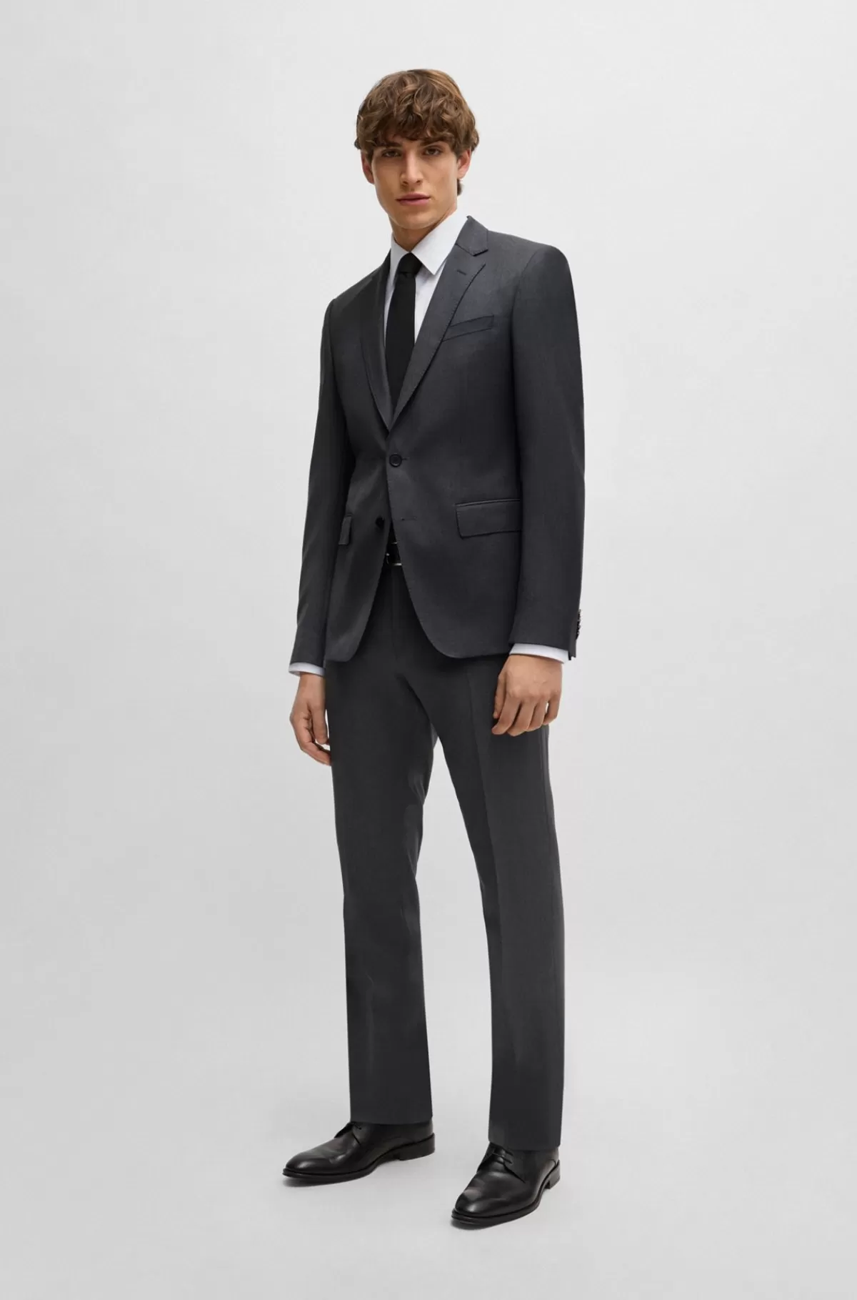 HUGO BOSS Jakke Med Slim Fit I Serge Af Ny Uld Mørkegrå Discount