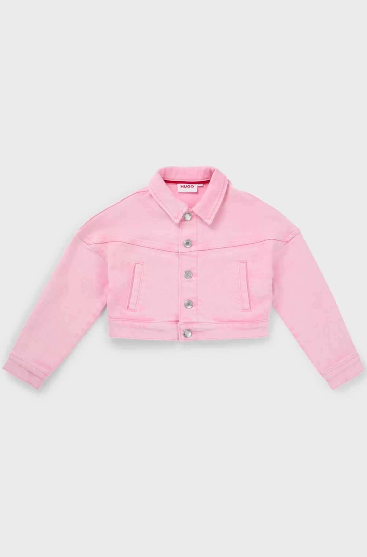 HUGO BOSS Jakke Til Børn I Overfarvet Denim Med Stræk Pink Best Sale