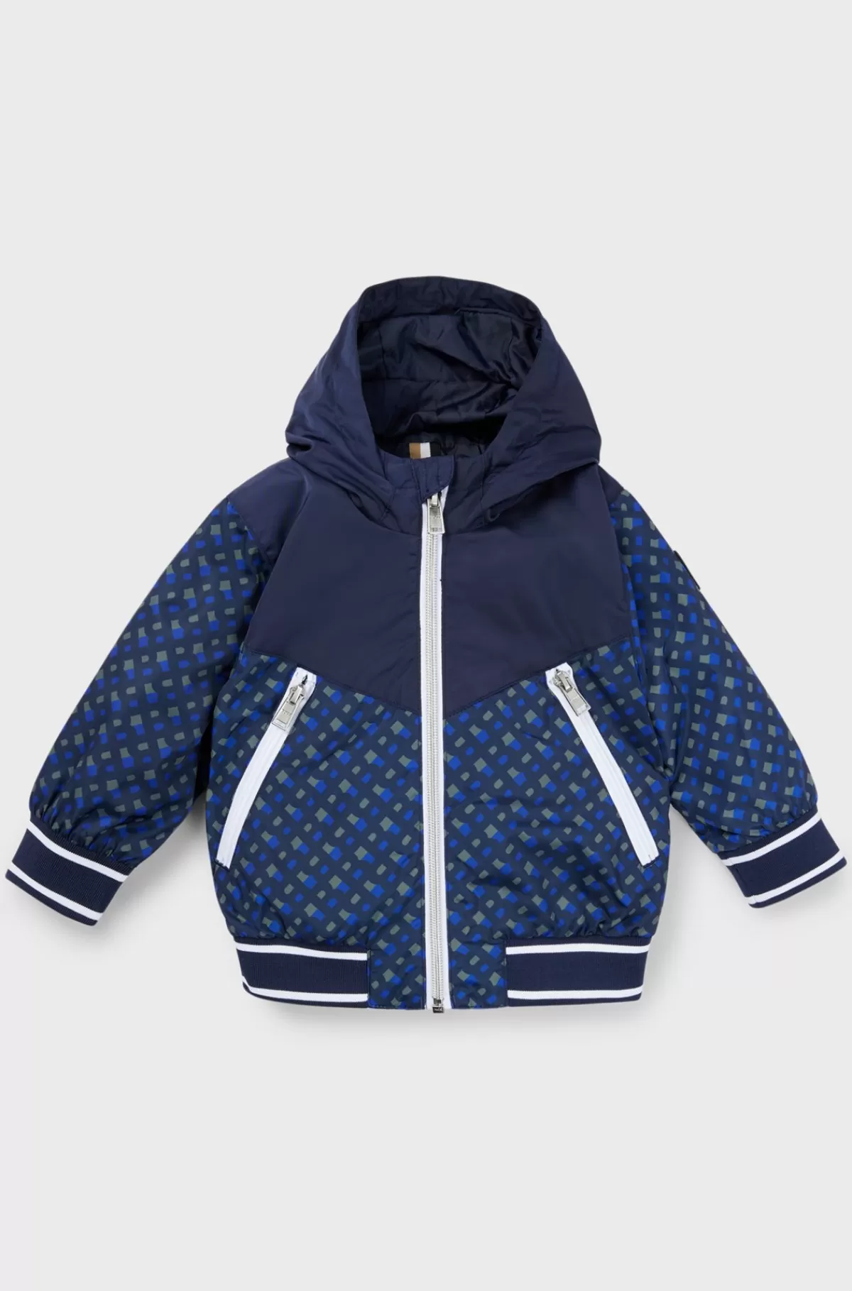 HUGO BOSS Jakke Til Børn Med Hætte Og Trykte Monogrammer Mørkeblå Cheap