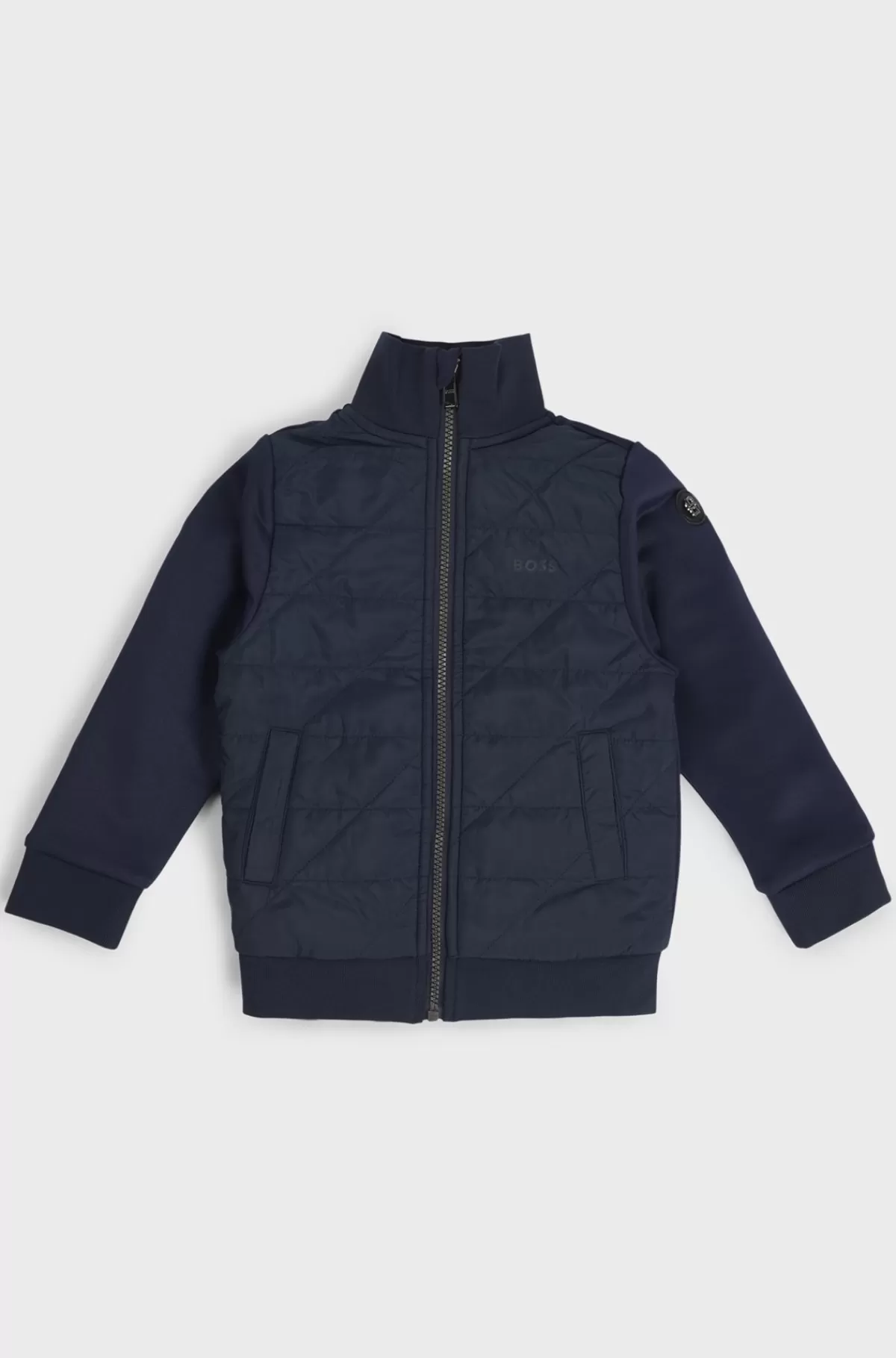HUGO BOSS Jakke Til Børn Med Lynlås Og Dobbelt B-monogram Mørkeblå Best Sale