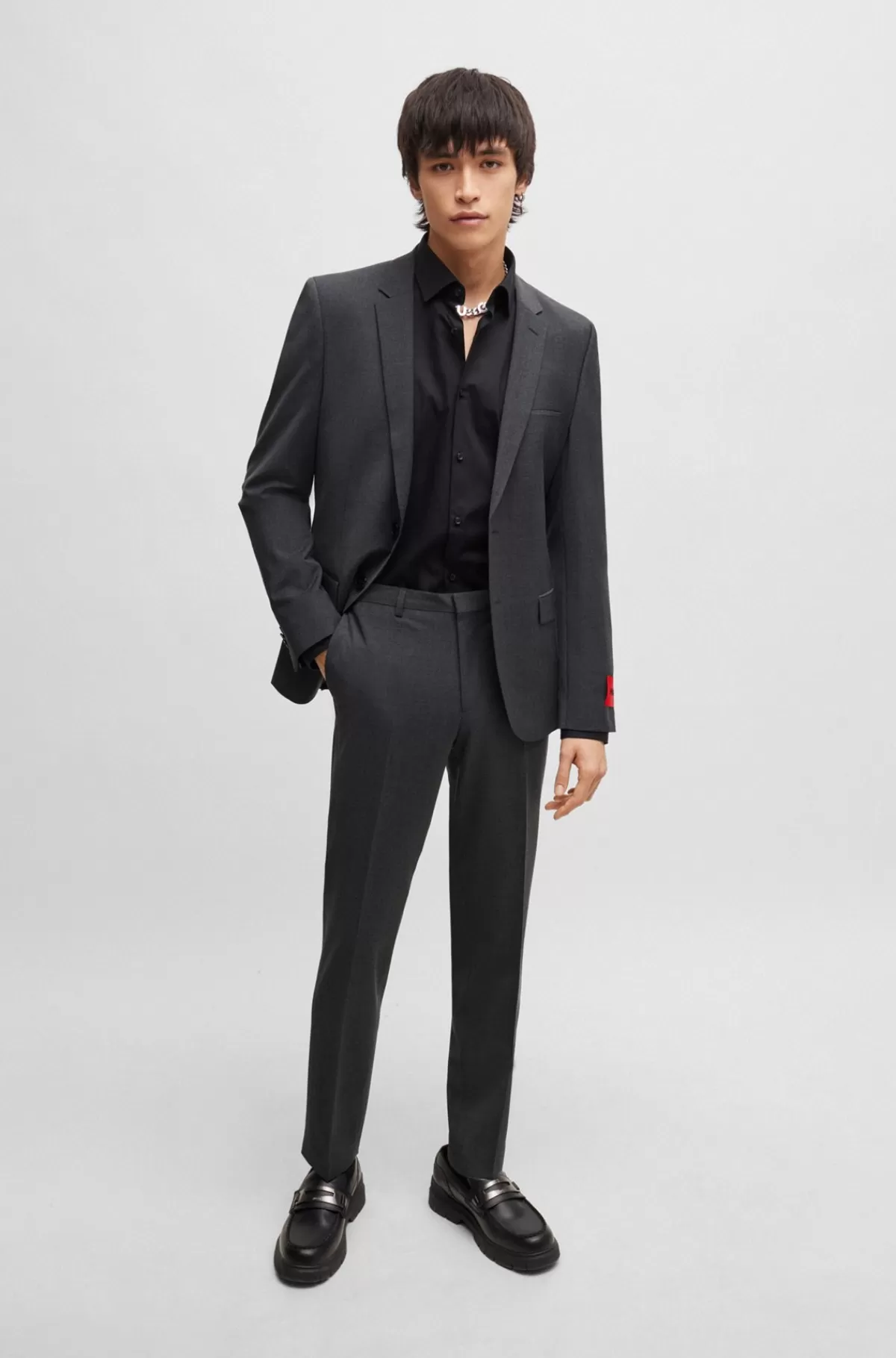 HUGO BOSS Jakkesæt Med Extra Slim Fit I En Uldblanding Mørkegrå Cheap