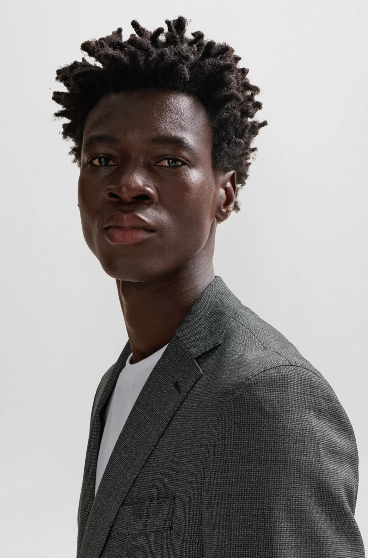 HUGO BOSS Jakkesæt Med Slim Fit I Ny Uld Med Mikromønster Mørkegrå Outlet