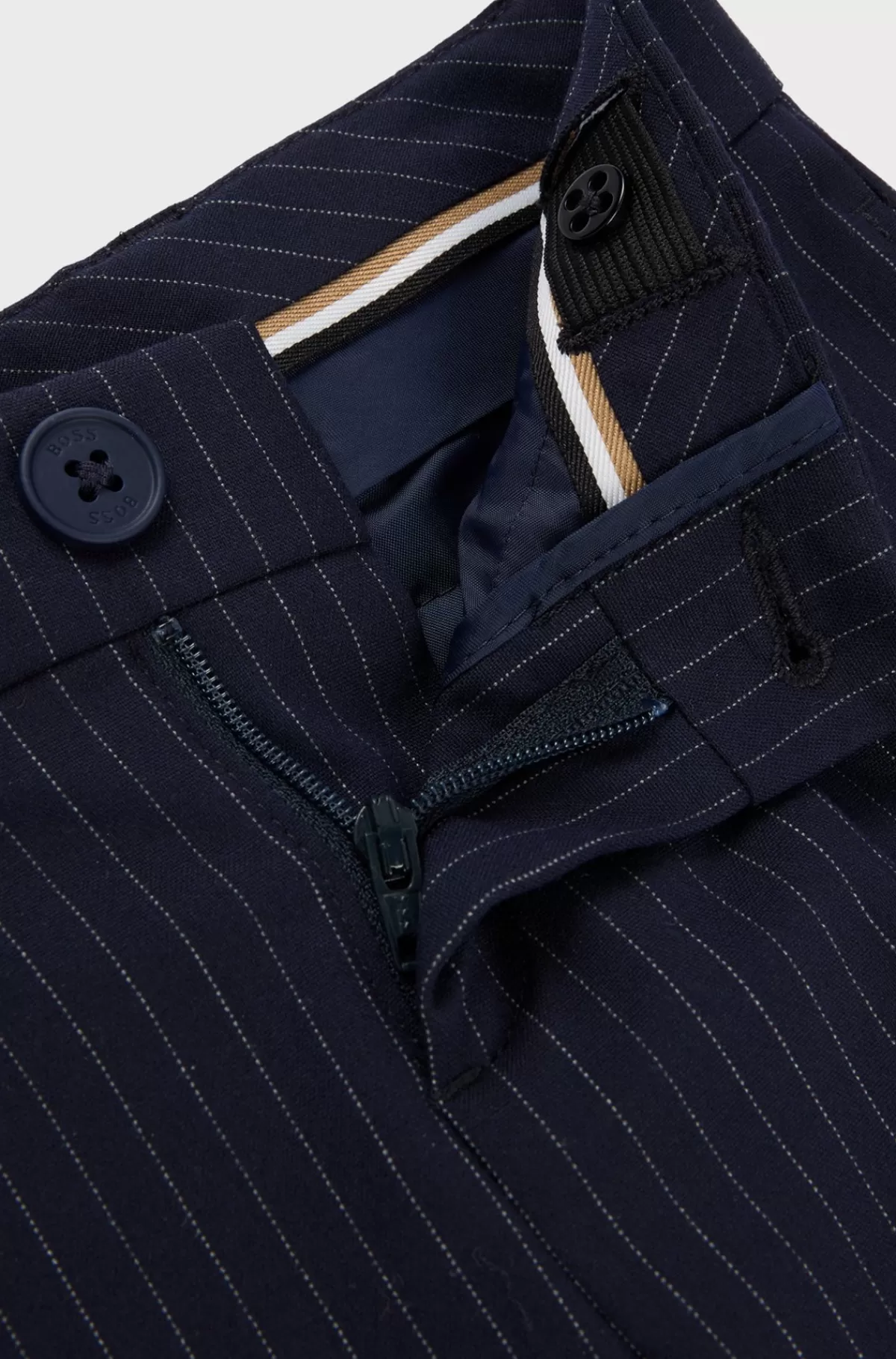 HUGO BOSS Jakkesætsbukser Til Børn I Stribet Stof Med Stræk Mørkeblå Clearance
