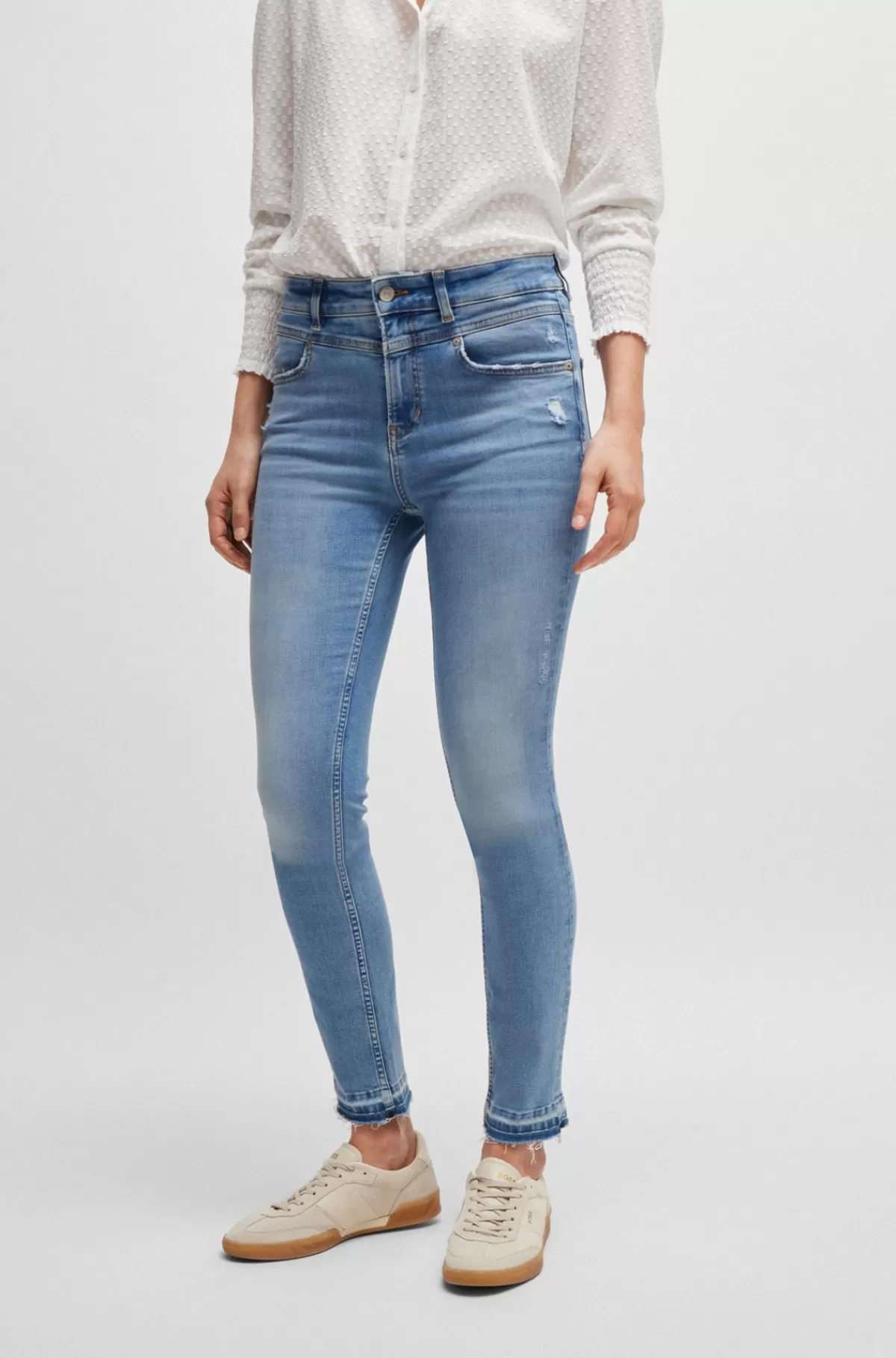 HUGO BOSS Jeans I Blå Denim Med Fremragende Bevægelsesfrihed Lyseblå Sale