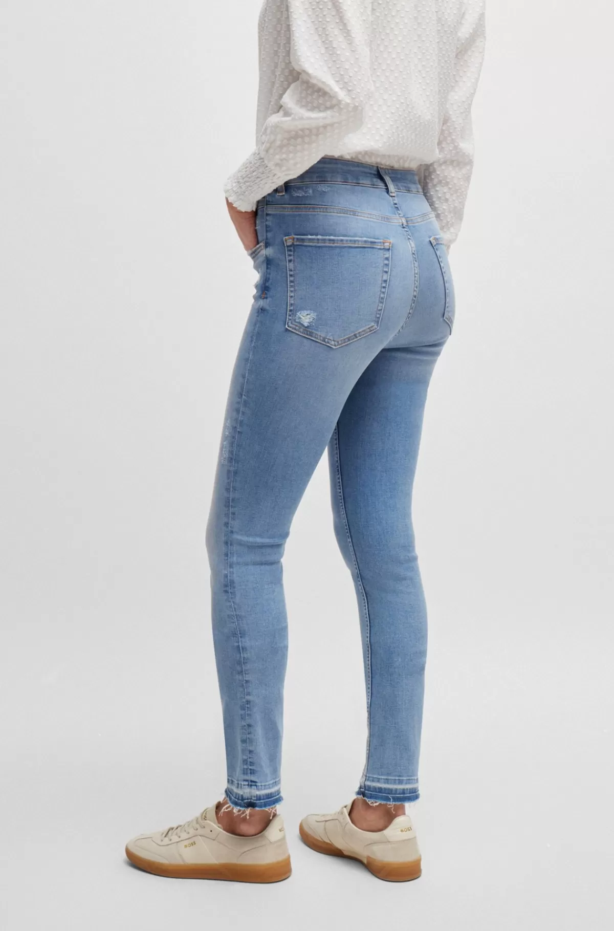 HUGO BOSS Jeans I Blå Denim Med Fremragende Bevægelsesfrihed Lyseblå Sale