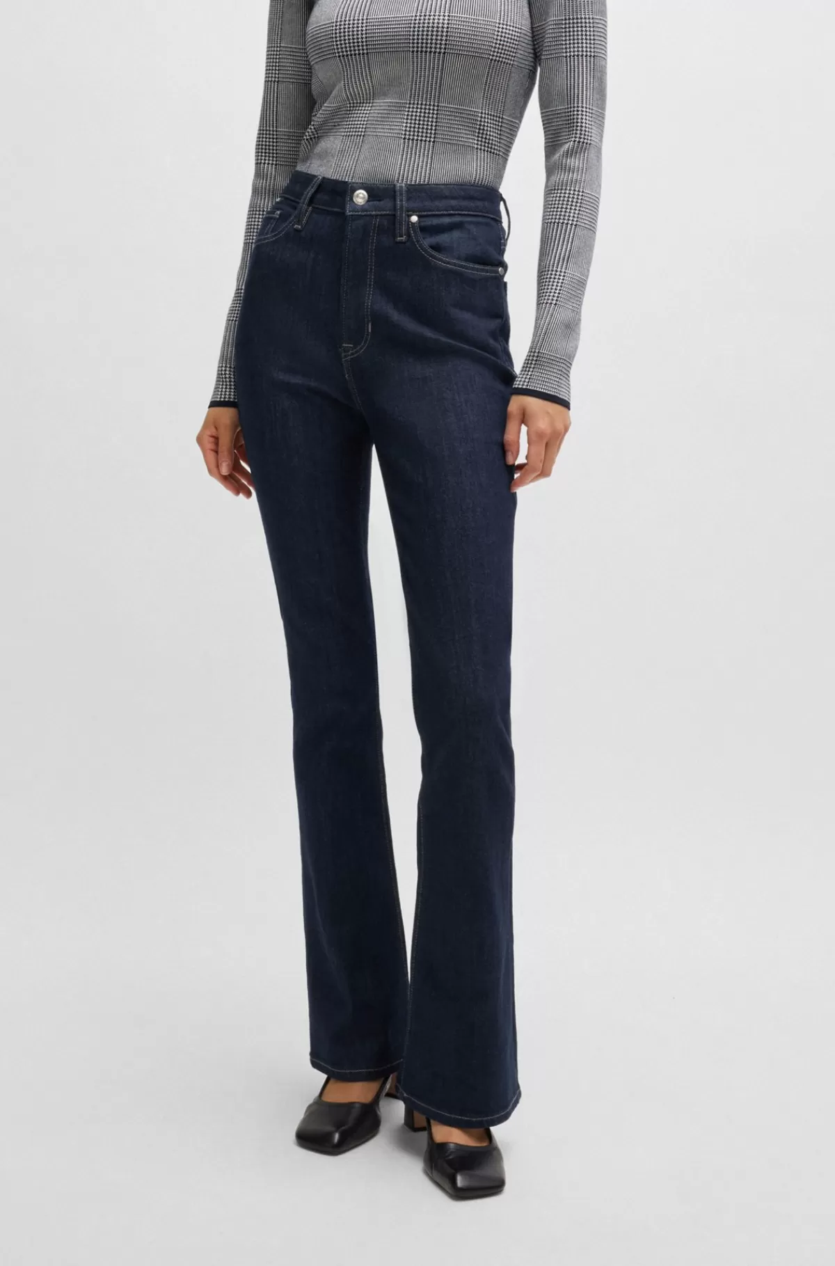 HUGO BOSS Jeans I Blå Denim Med Stræk Og Logo Mørkeblå Shop