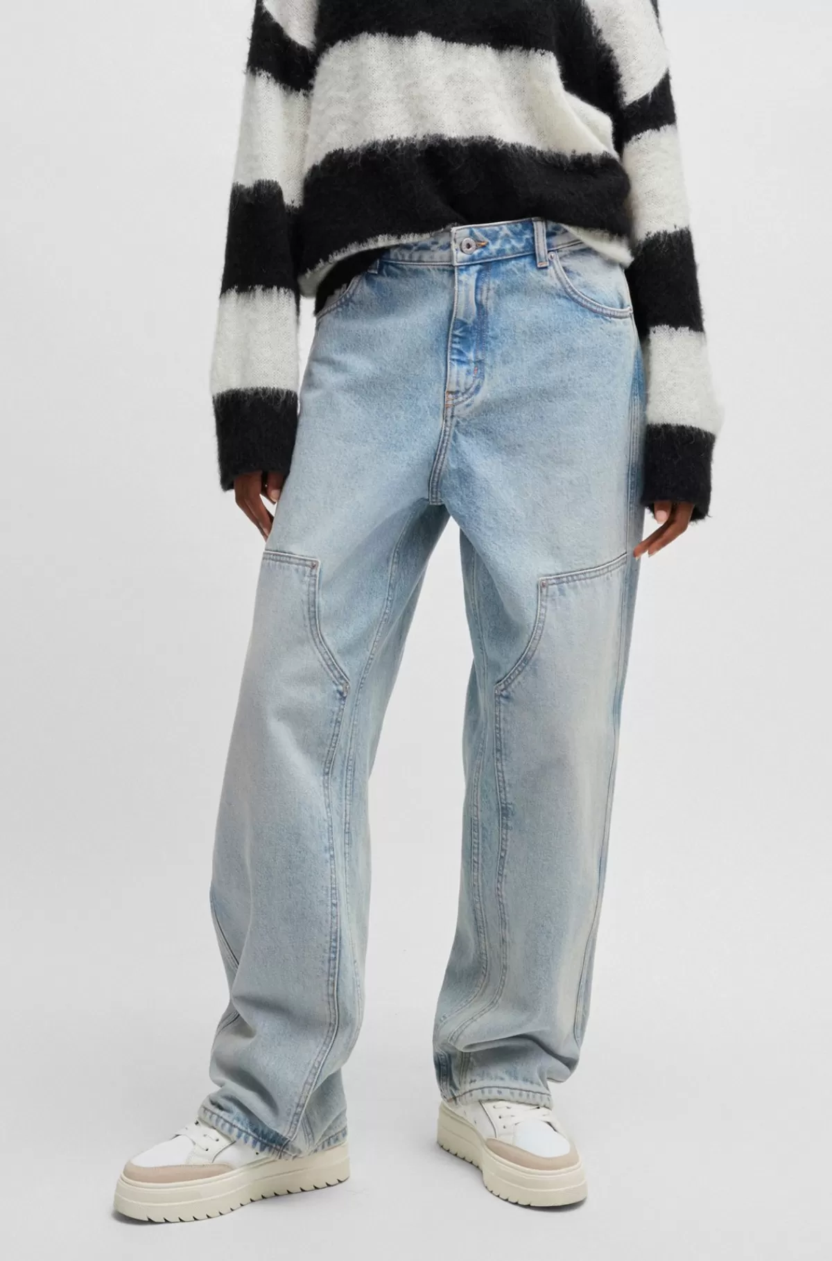 HUGO BOSS Jeans Med Baggy Fit I Blå Denim Uden Stræk Lyseblå Best