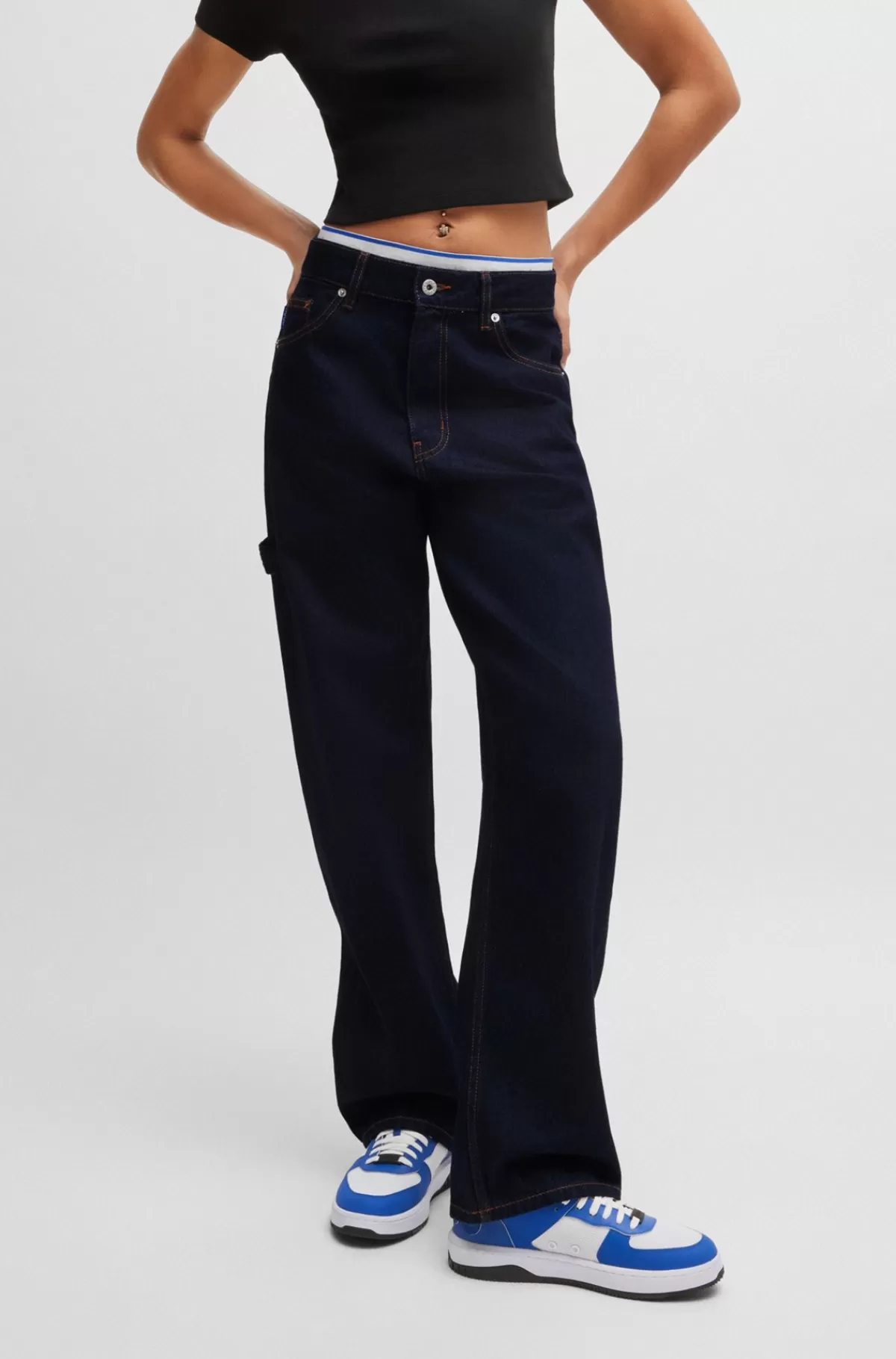 HUGO BOSS Jeans Med Baggy Fit I Denim Uden Stræk Mørkeblå Shop