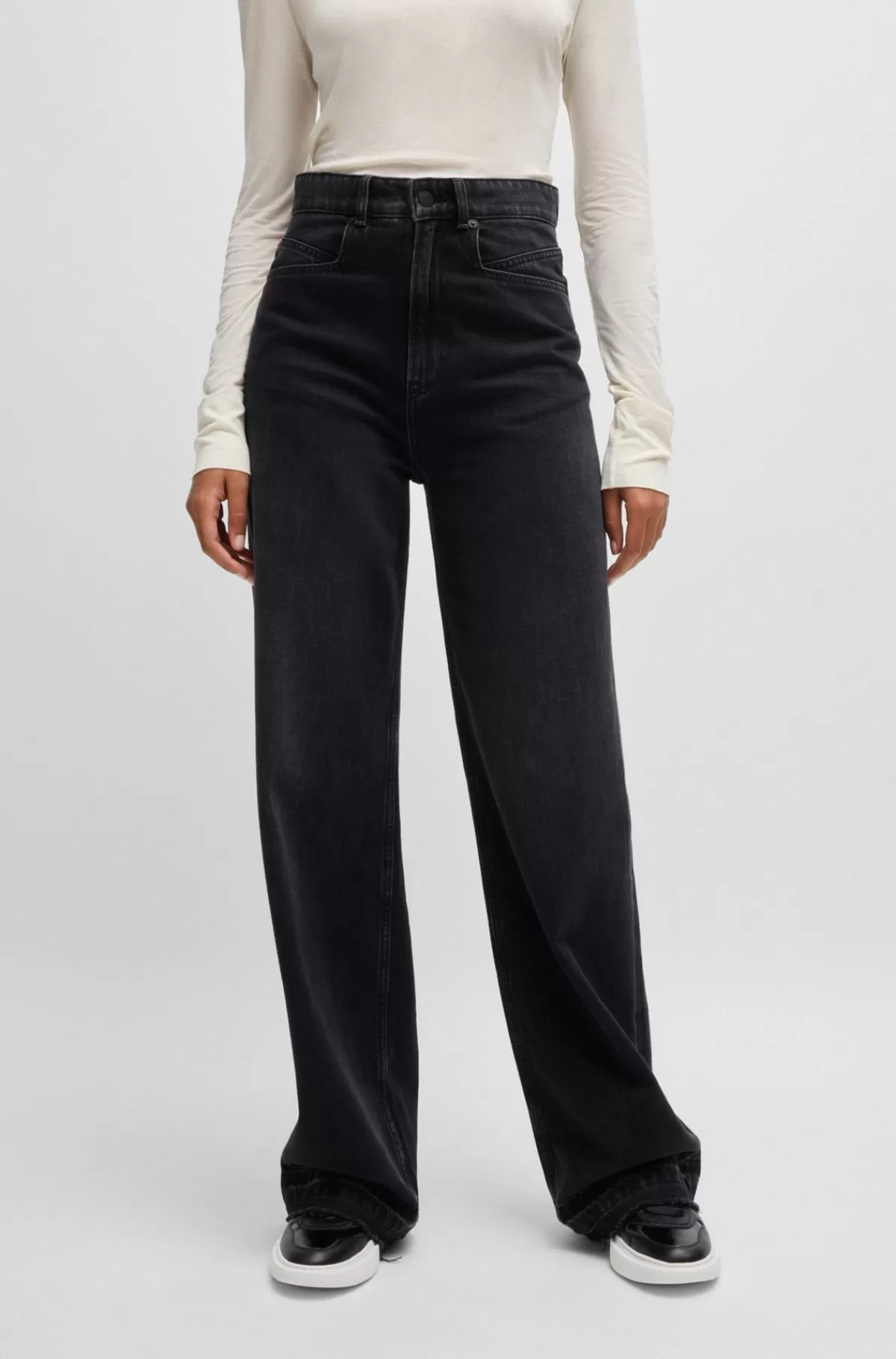 HUGO BOSS Jeans Med Brede Ben I Koksgrå Denim Sort Best Sale
