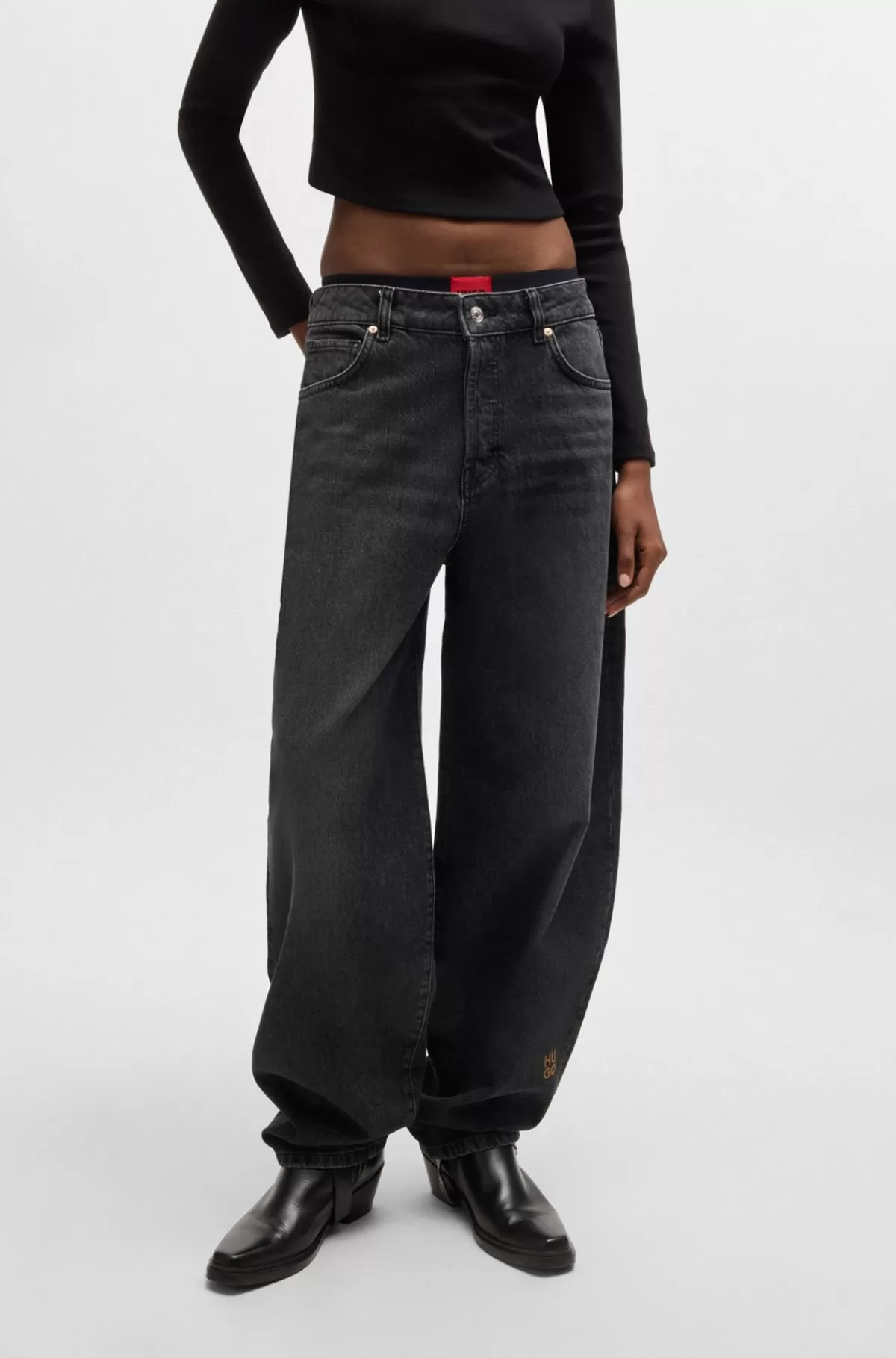 HUGO BOSS Jeans Med Relaxed Fit I Grå Denim Uden Stræk Mørkegrå Cheap