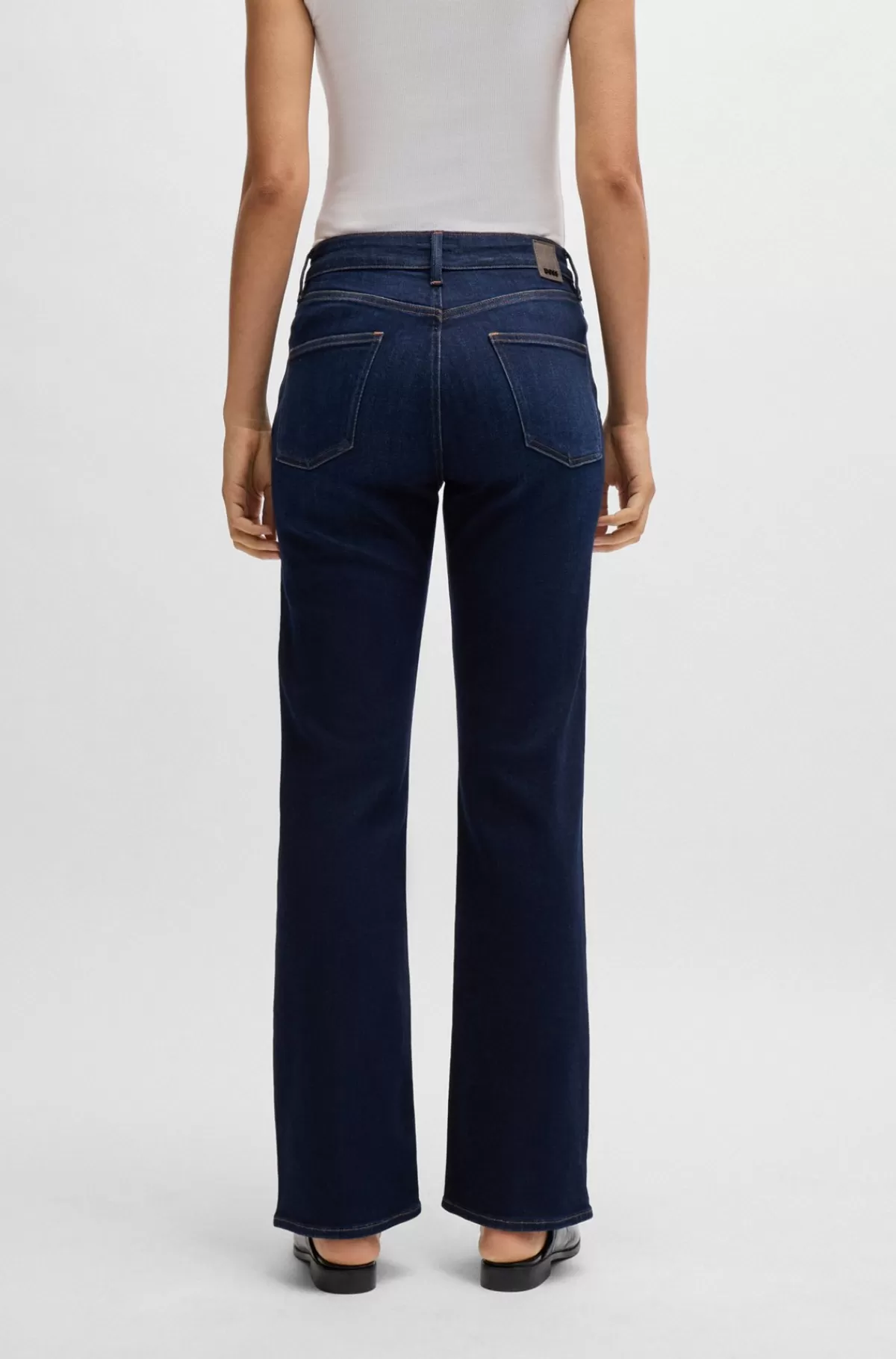 HUGO BOSS Jeans Med Straight Fit I Blå Denim Med Stræk Mørkeblå Clearance