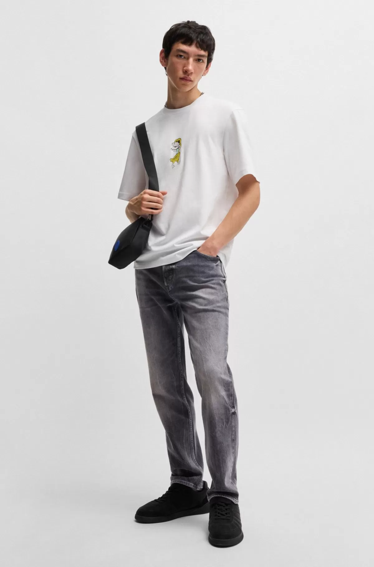 HUGO BOSS Jeans Med Tapered Fit I Denim Med Stræk Mørkegrå Sale