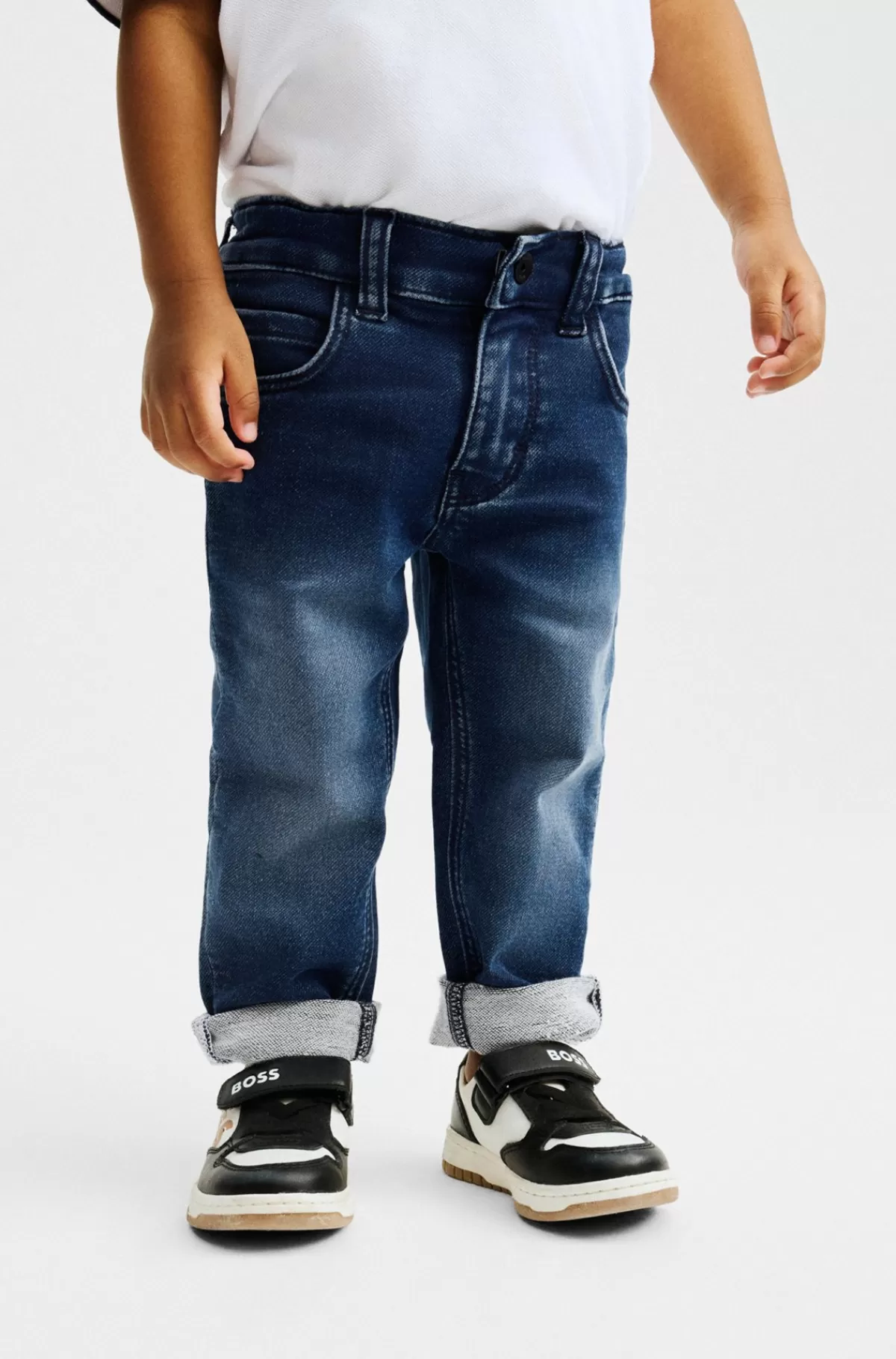 HUGO BOSS Jeans Til Børn I Blå Denim Med Stræk Mønstret Shop
