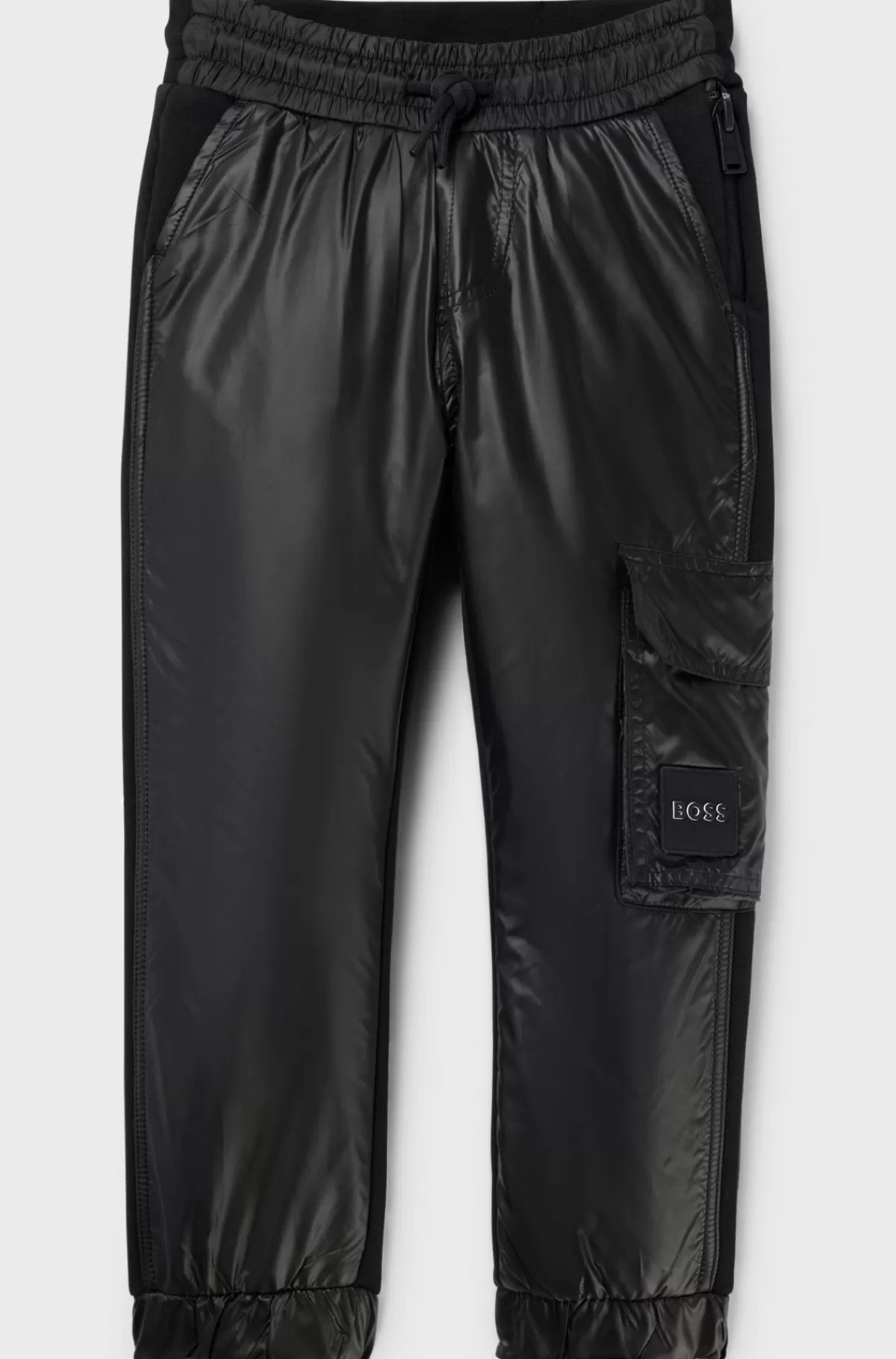 HUGO BOSS Joggingbukser I Bomuldsblanding Til Børn Med Cargolomme Med Mærke Sort Sale