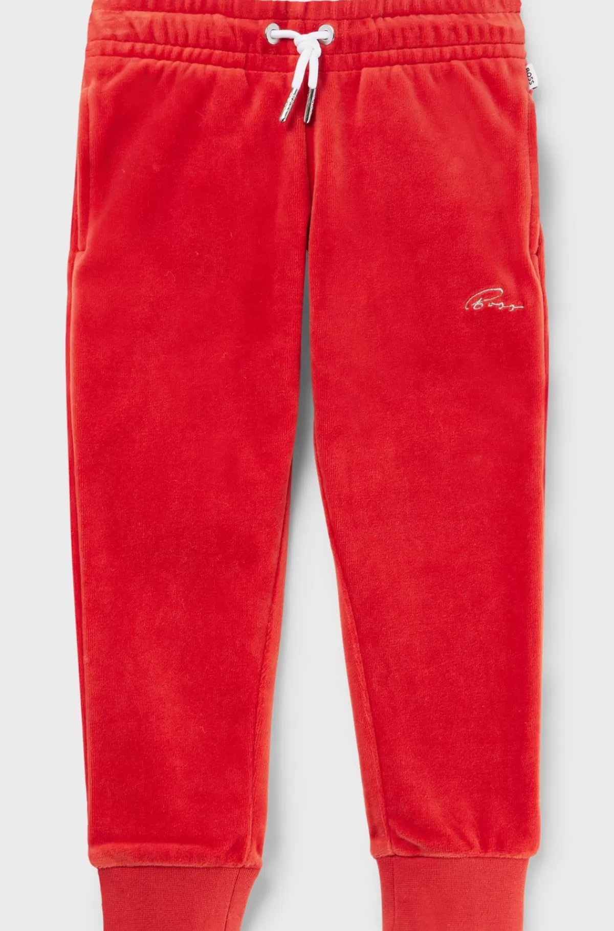 HUGO BOSS Joggingbukser Til Børn I Bomuldsblandet Fløjl Med Broderet Logo Rød Store