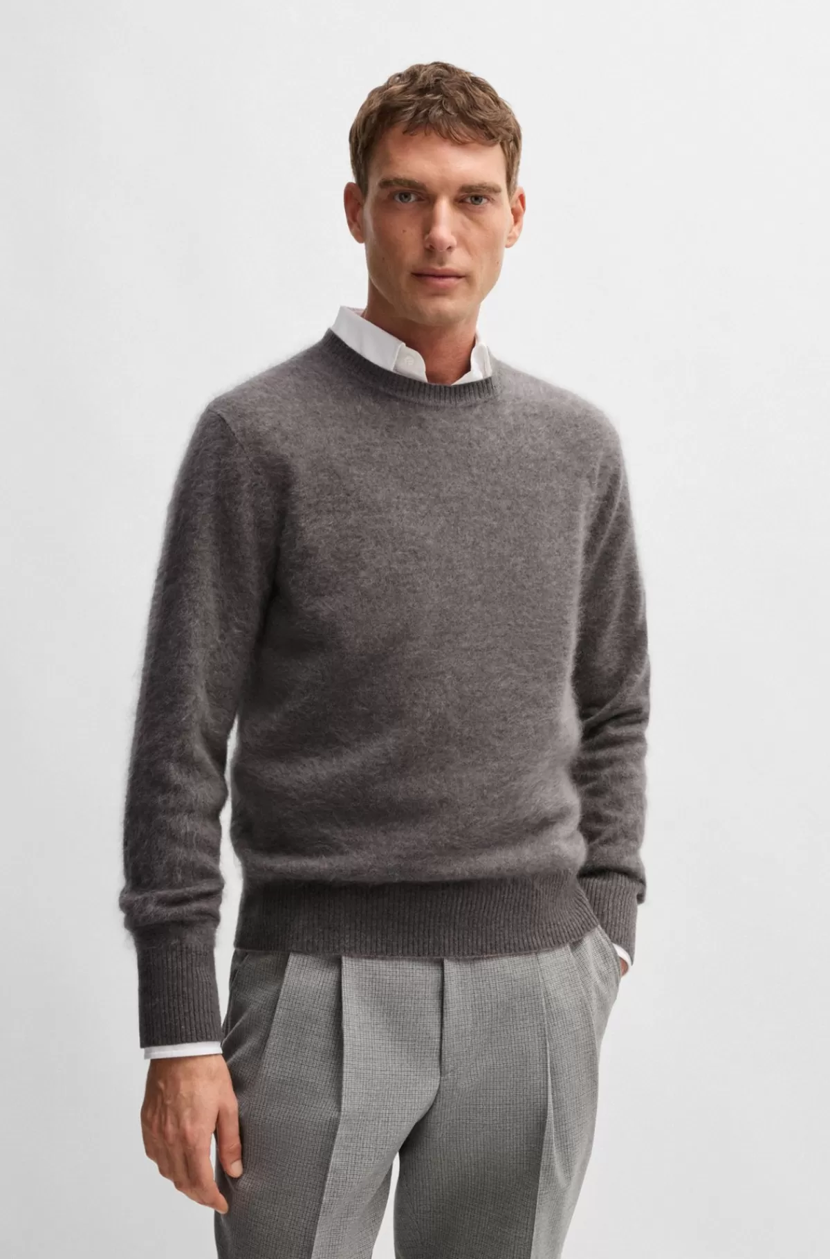 HUGO BOSS Kashmirsweater Fra BOSS SELECTED BY BECKHAM Mørkebrun Discount