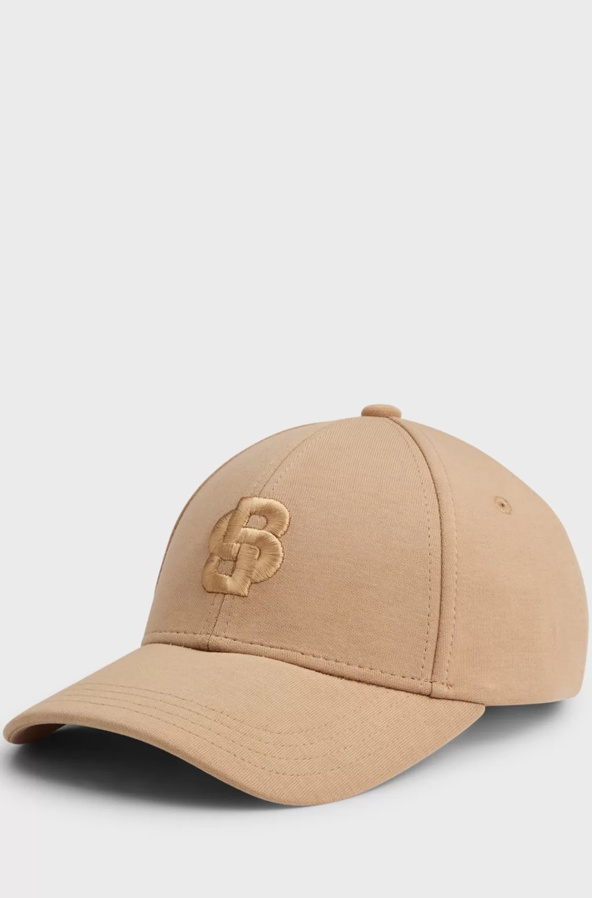 HUGO BOSS Kasket Af En Bomuldsblanding Med Broderet, Dobbelt Monogram Beige Discount