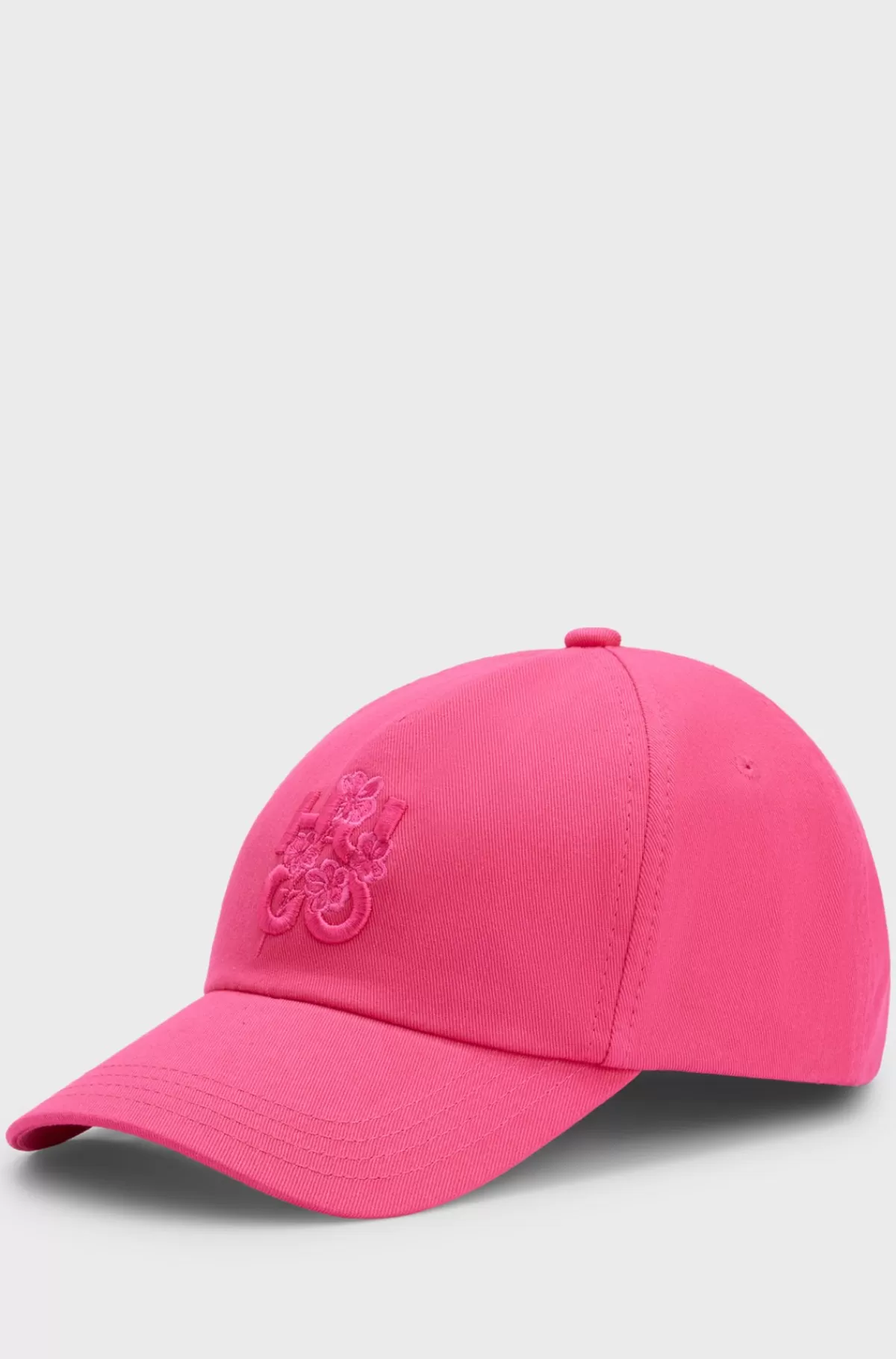 HUGO BOSS Kasket I Bomuldstwill Med Blomstret Logo Pink Hot