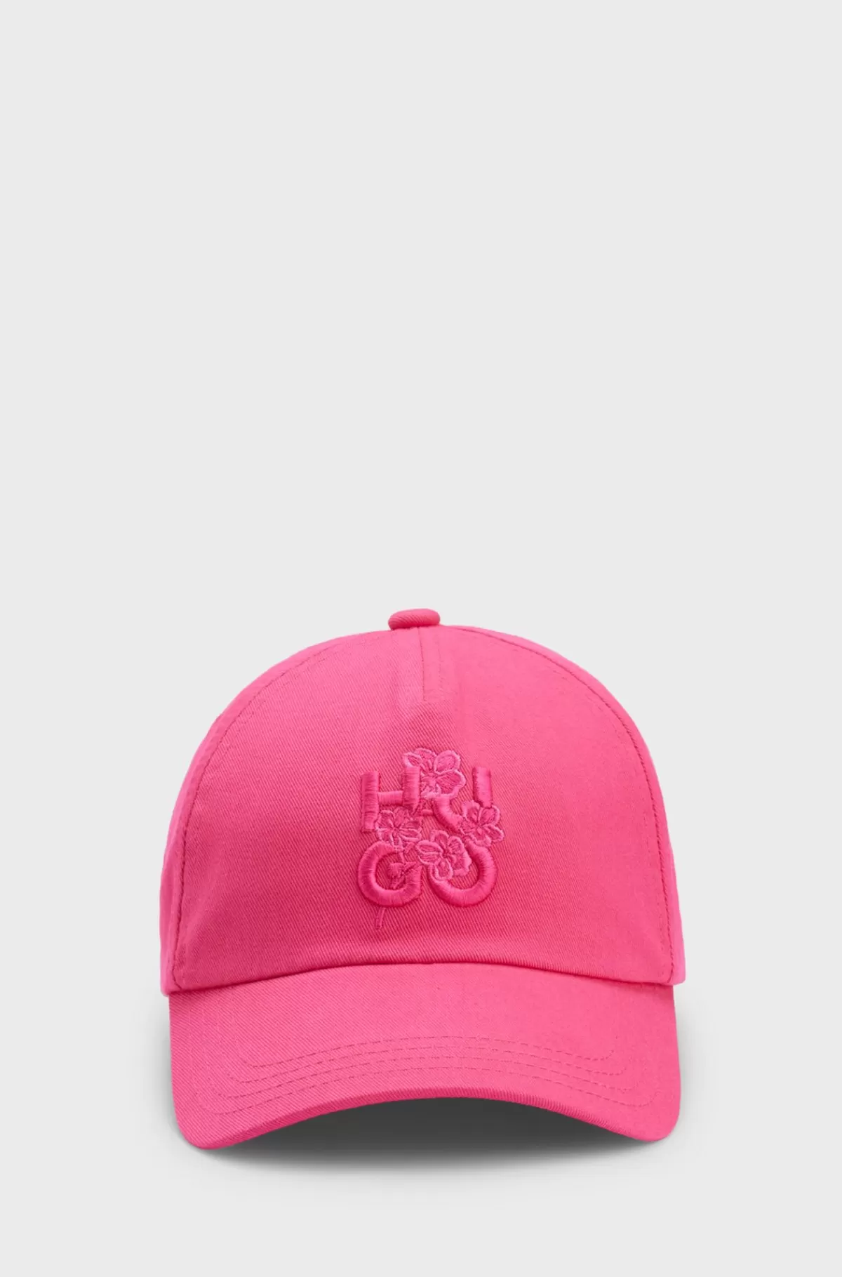 HUGO BOSS Kasket I Bomuldstwill Med Blomstret Logo Pink Hot