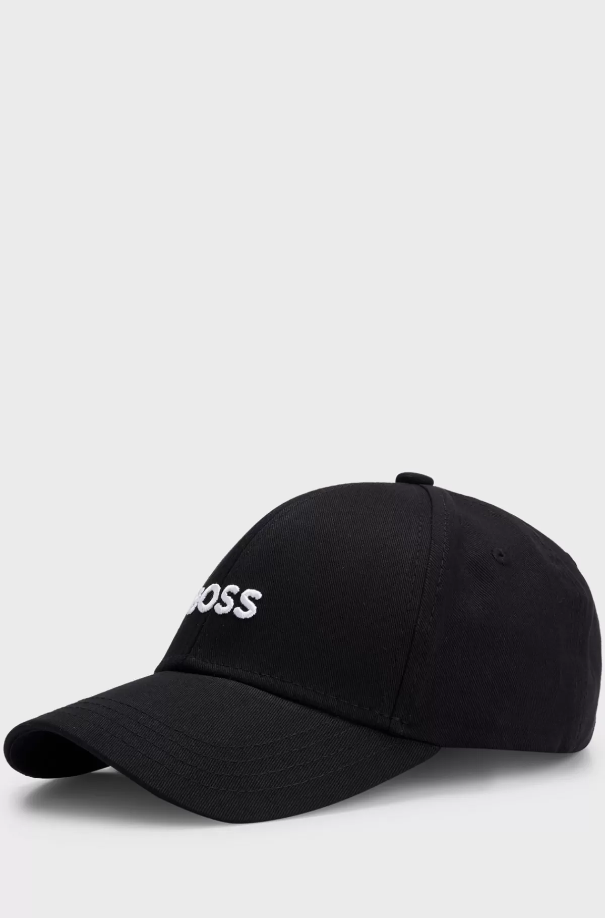 HUGO BOSS Kasket I Bomuldstwill Med Broderet Logo Sort Fashion