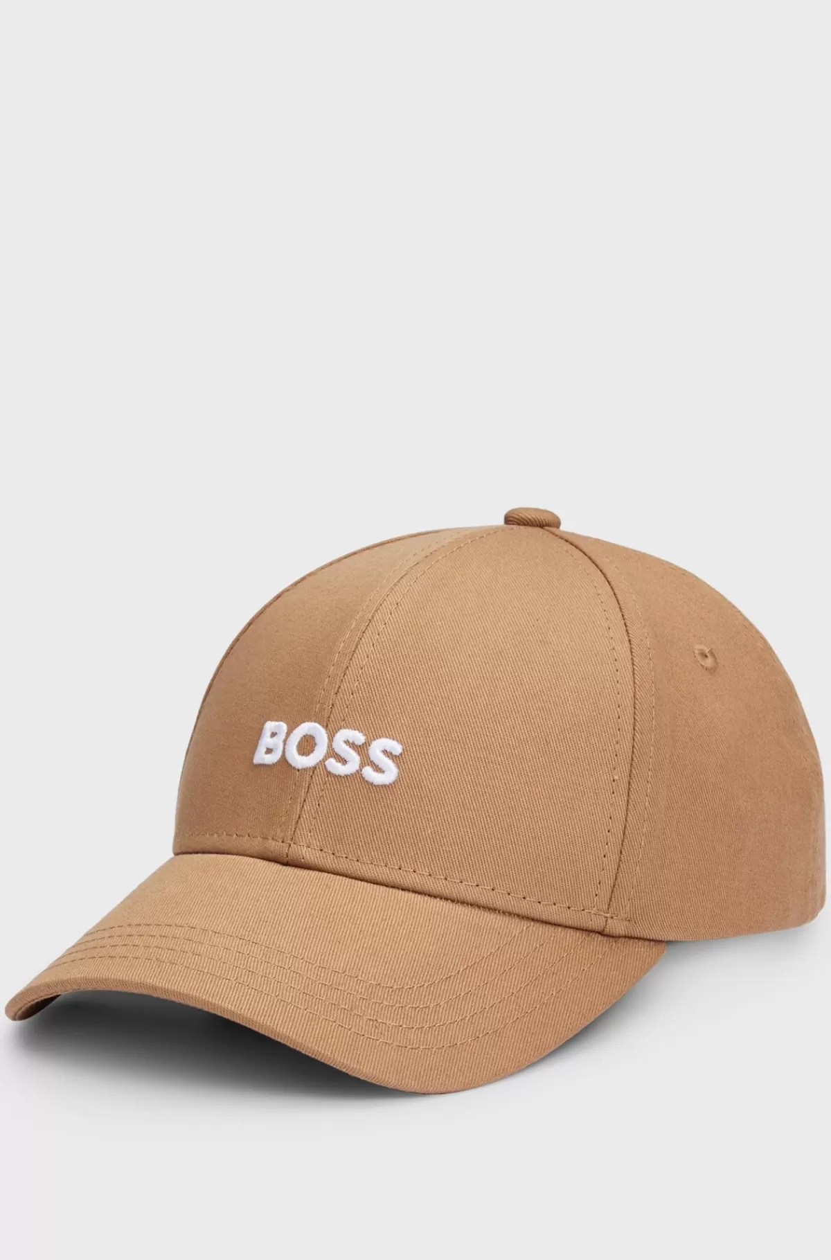 HUGO BOSS Kasket I Bomuldstwill Med Broderet Logo Beige Sale