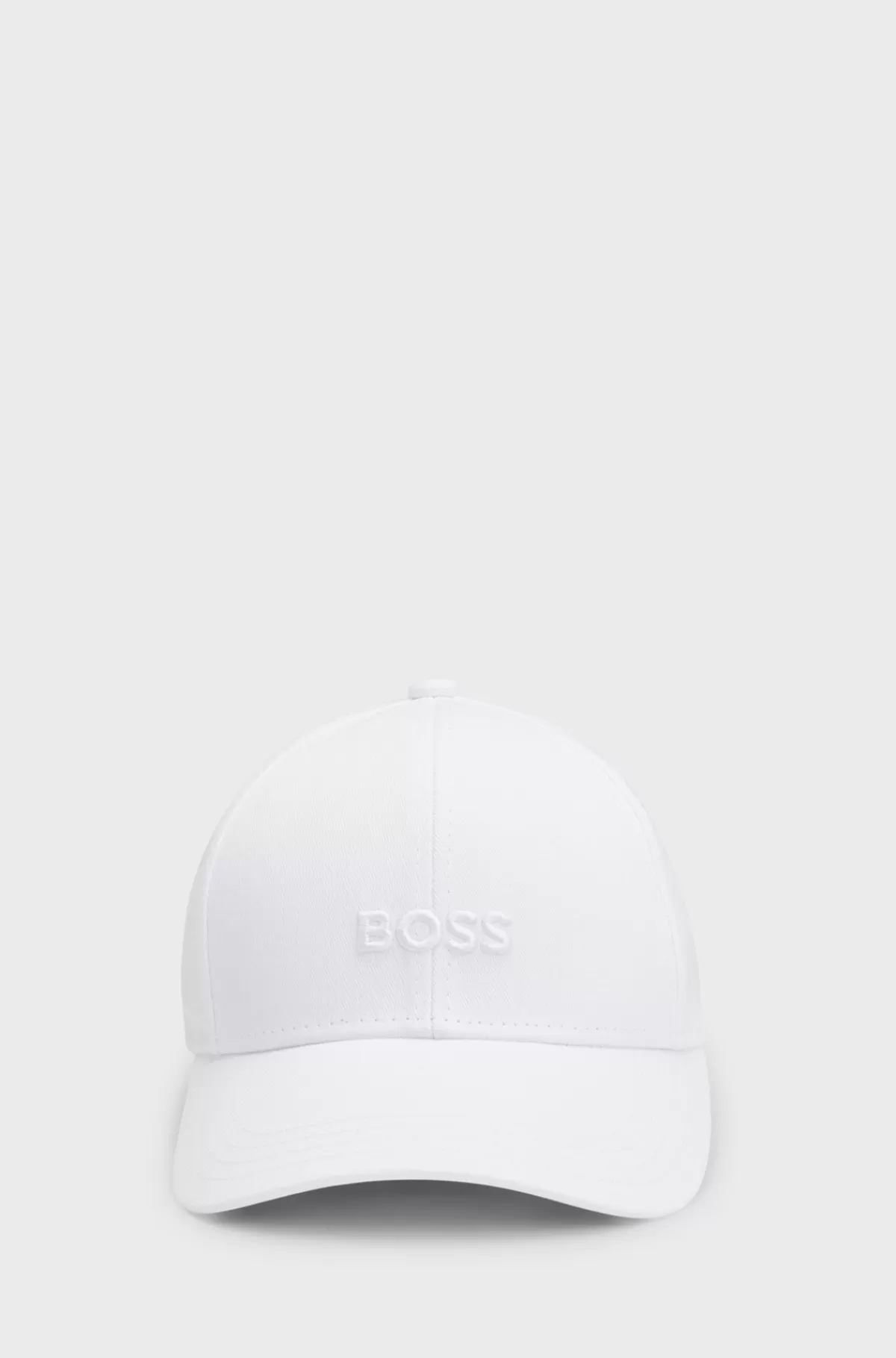 HUGO BOSS Kasket I Bomuldstwill Med Broderet Logo Hvid Shop
