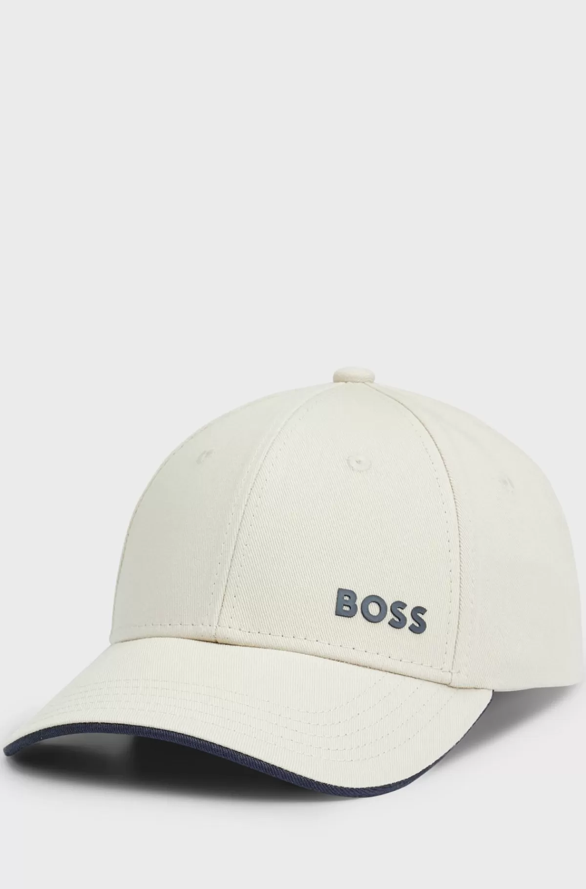 HUGO BOSS Kasket I Bomuldstwill Med Printet Logo Lys beige Fashion
