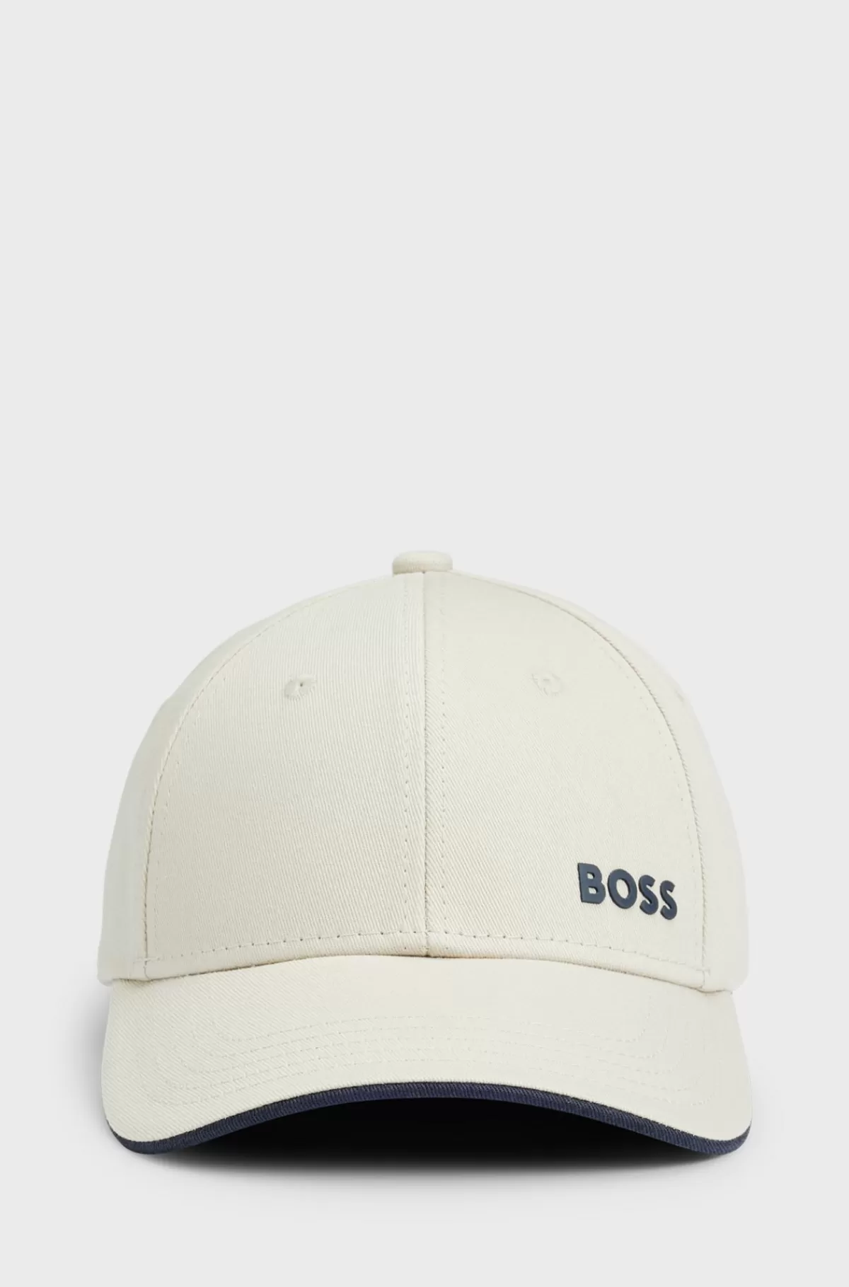 HUGO BOSS Kasket I Bomuldstwill Med Printet Logo Lys beige Fashion