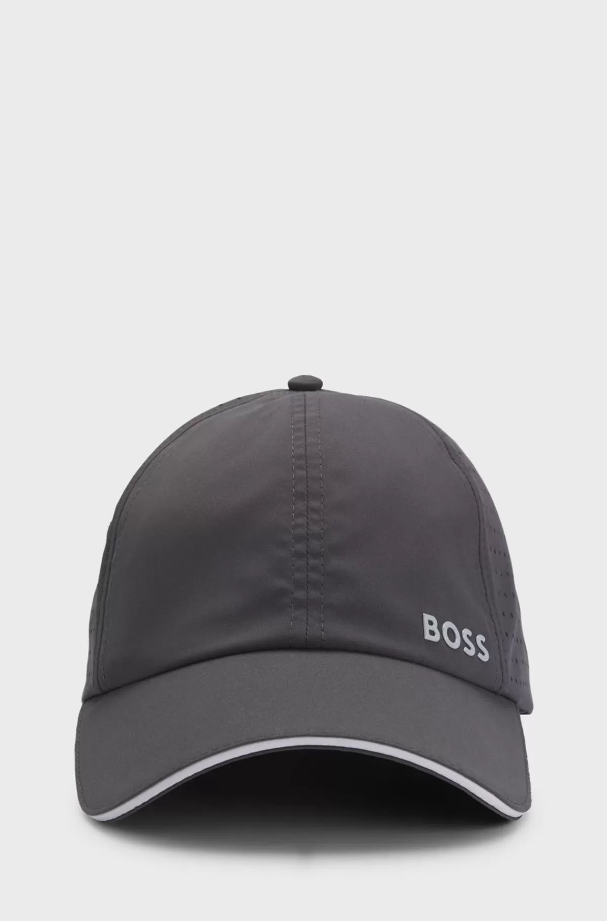 HUGO BOSS Kasket I Taft Med Laserskåret, Prikket Mønster Mørkegrå Online