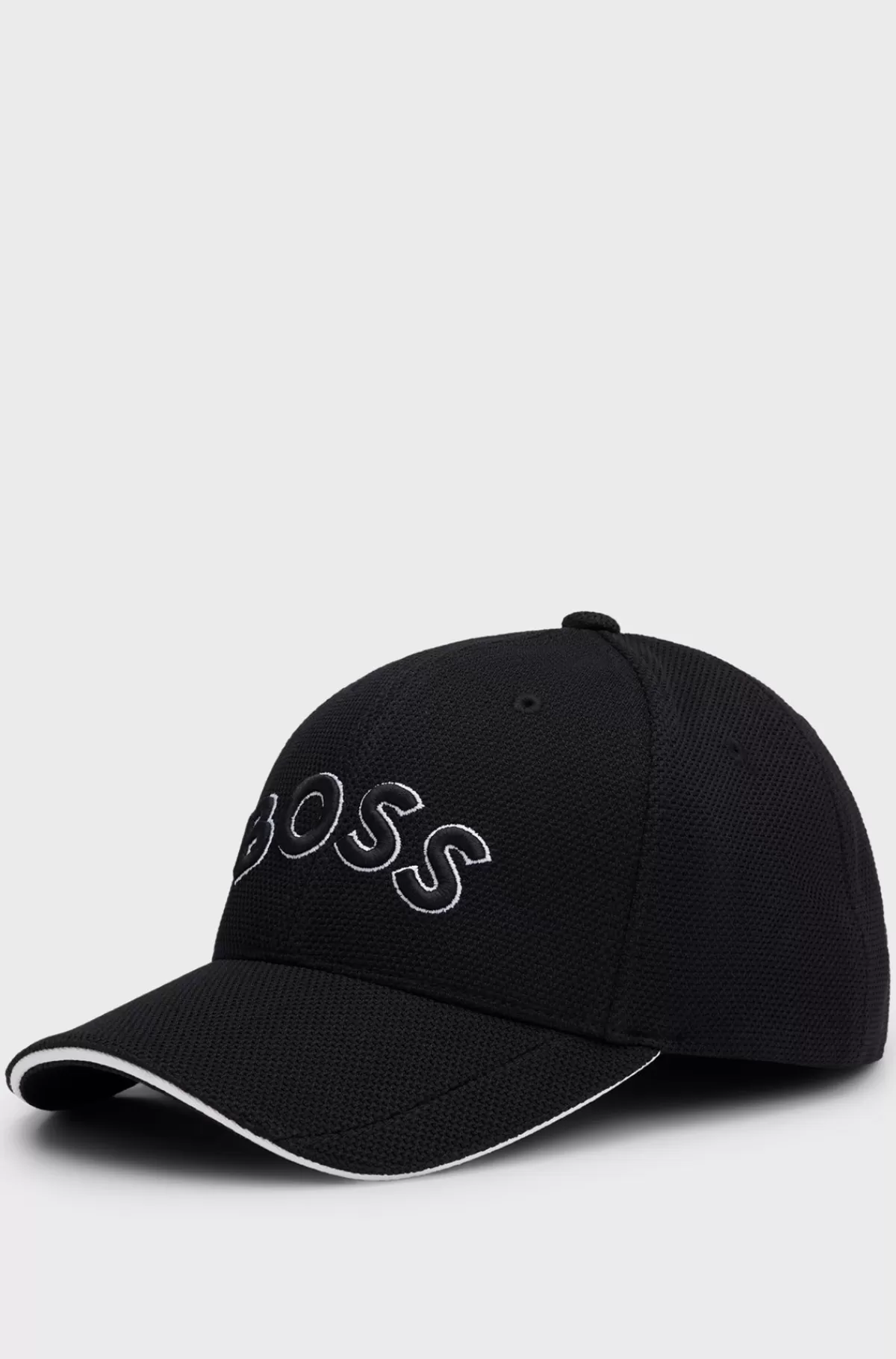 HUGO BOSS Kasket Med Broderet Logo I Vævet Piqué Sort Cheap