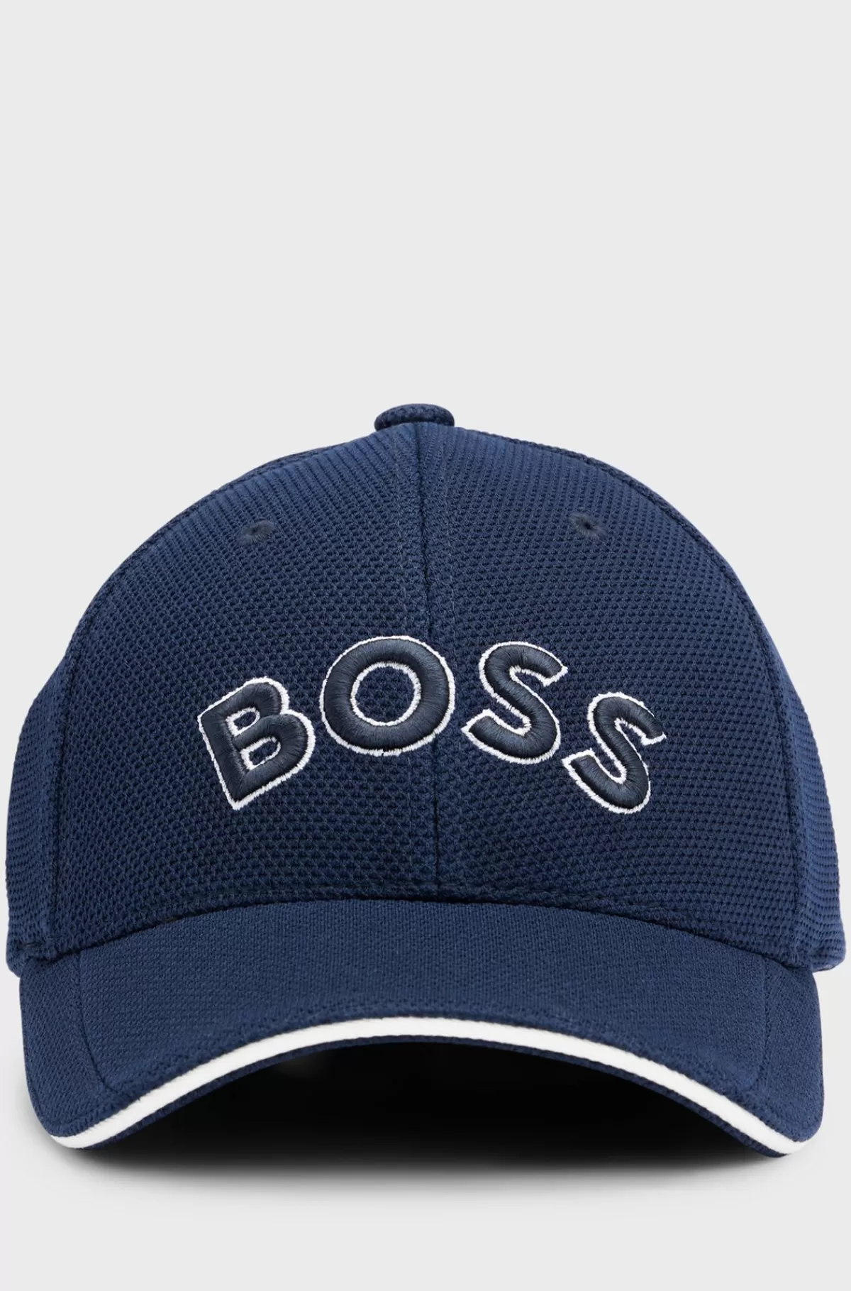 HUGO BOSS Kasket Med Broderet Logo I Vævet Piqué Mørkeblå Discount