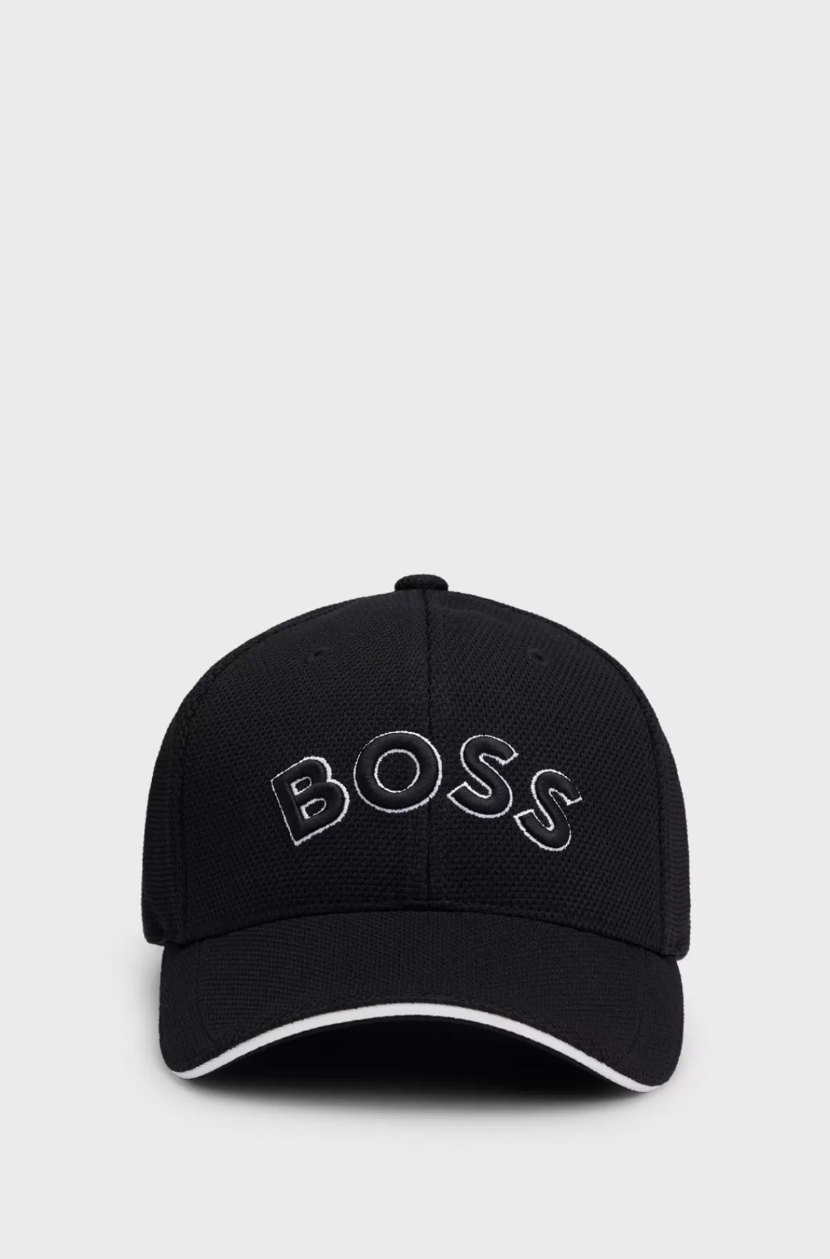 HUGO BOSS Kasket Med Broderet Logo I Vævet Piqué Sort Cheap