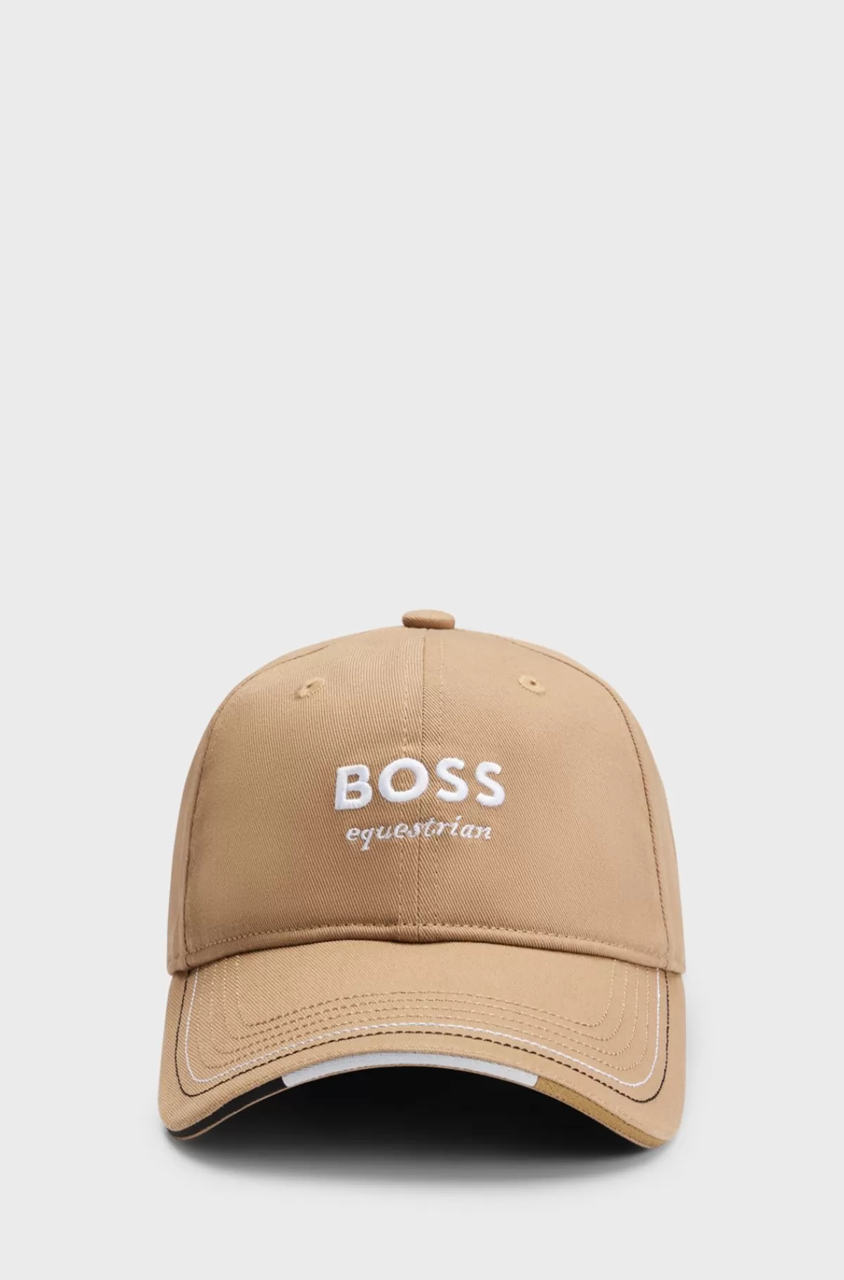 HUGO BOSS Kasket Til Hestesport Med Broderet Logo Og Læderrem Brun Outlet