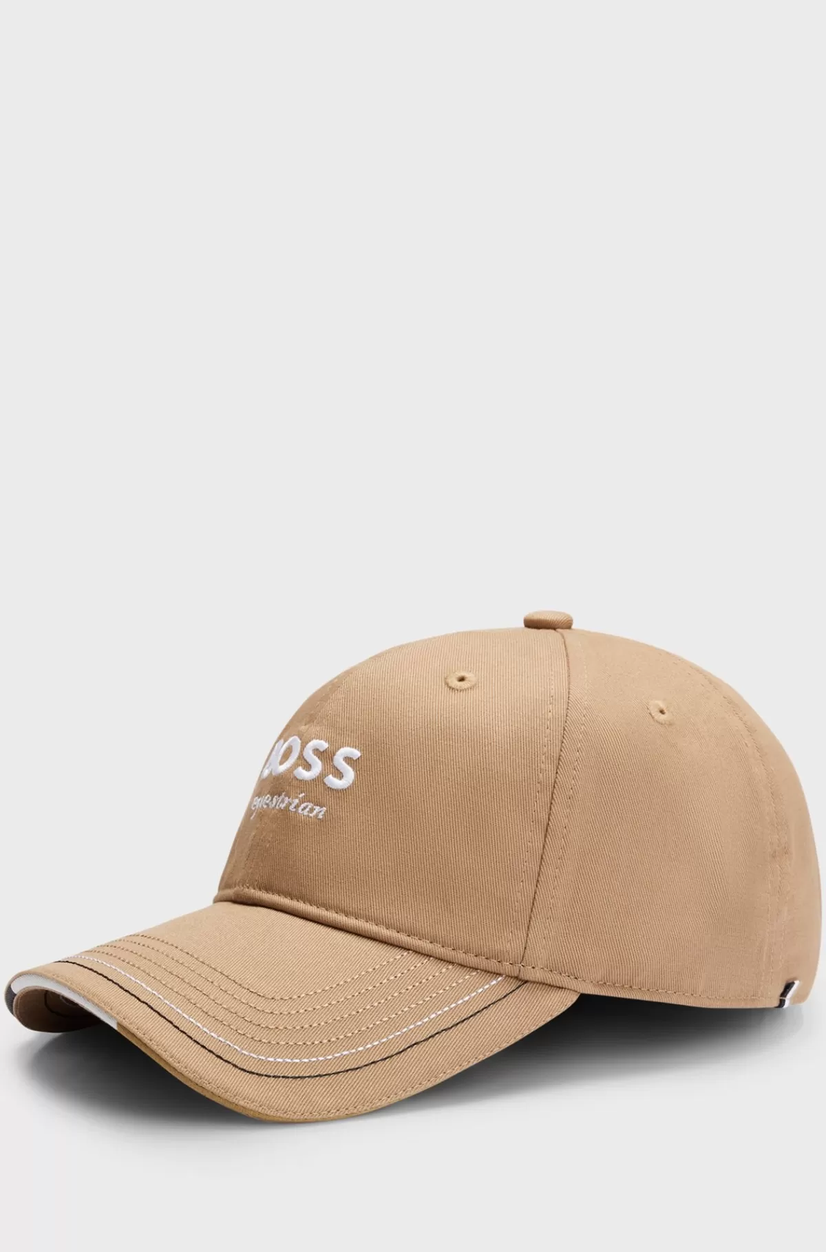 HUGO BOSS Kasket Til Hestesport Med Broderet Logo Og Læderrem Brun Outlet