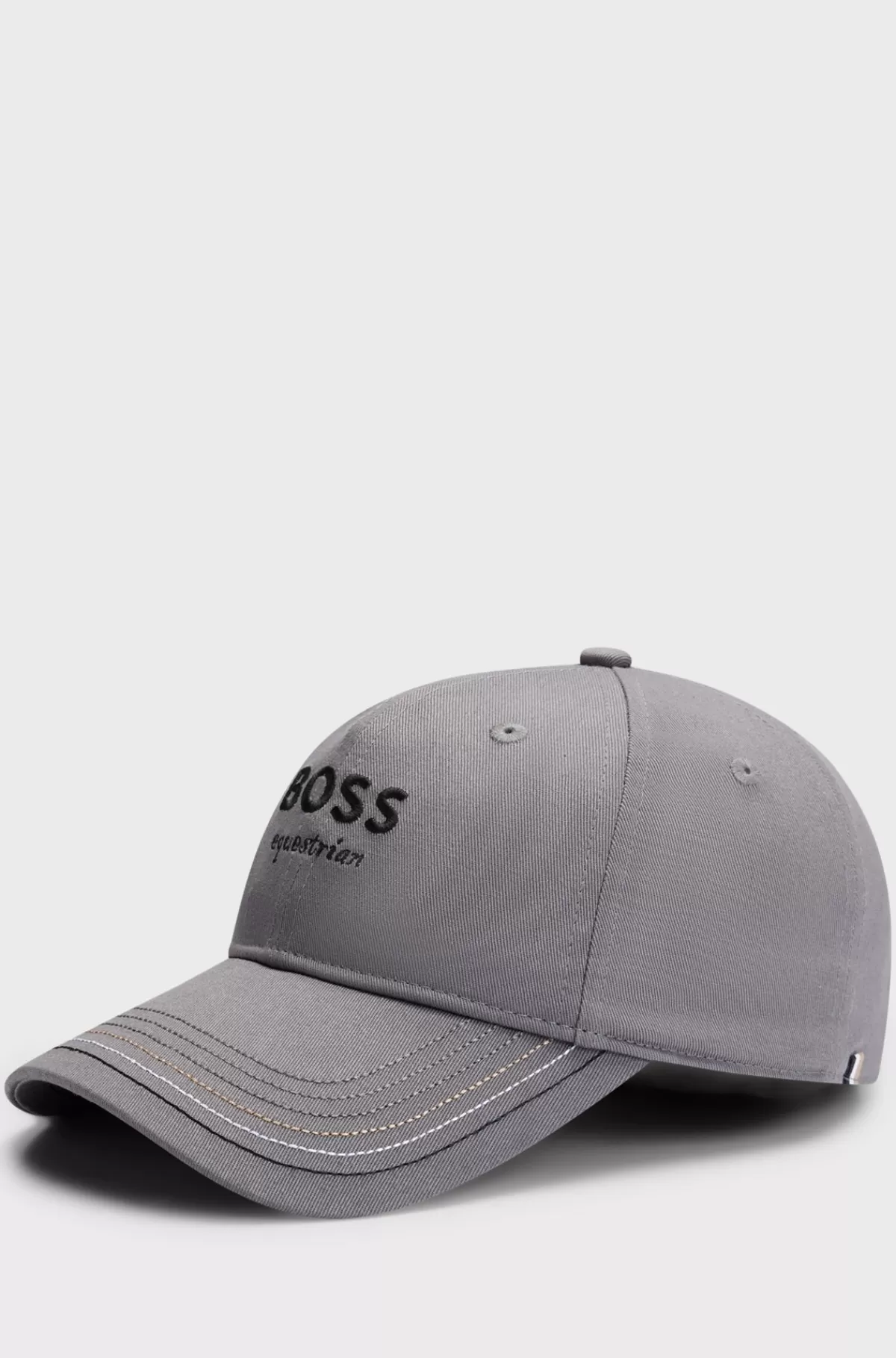 HUGO BOSS Kasket Til Hestesport Med Broderet Logo Og Læderrem Grå Cheap