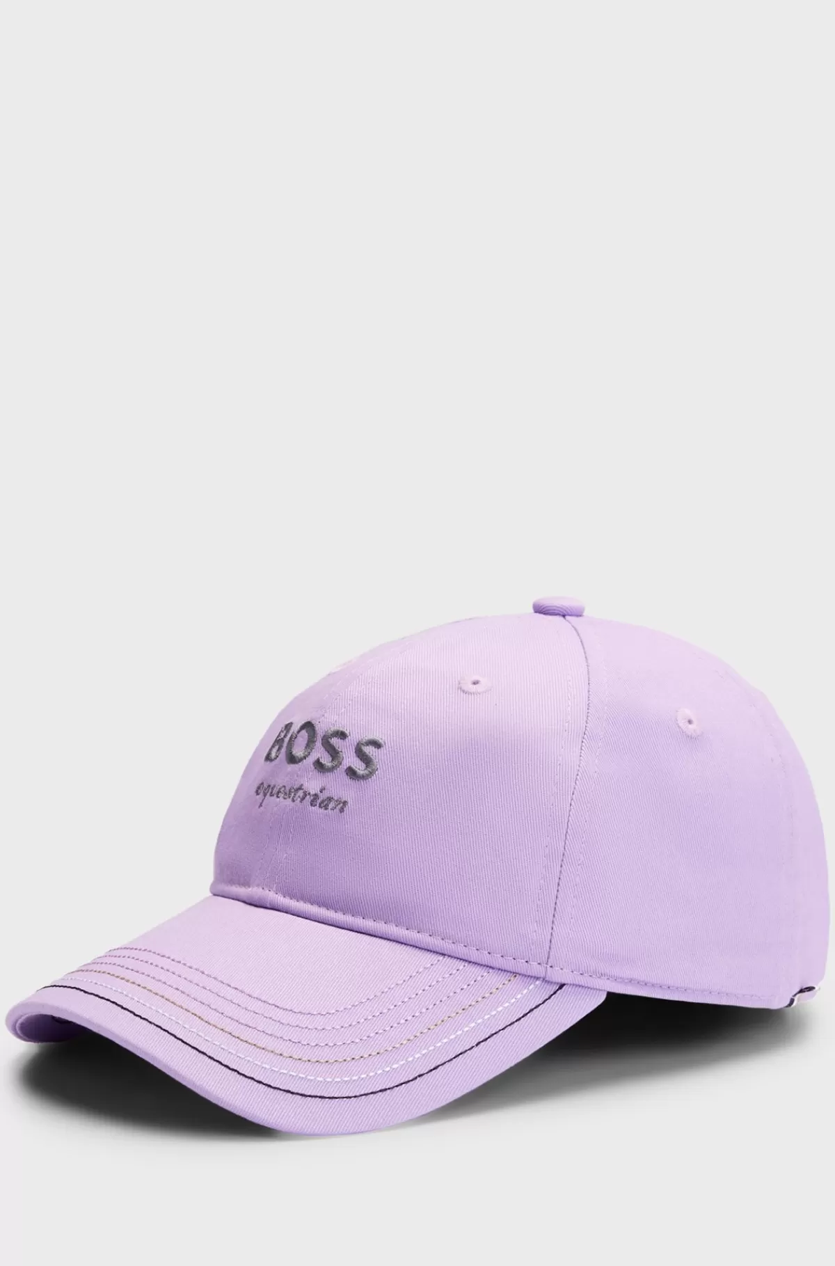 HUGO BOSS Kasket Til Hestesport Med Broderet Logo Og Læderrem Lyslilla Online