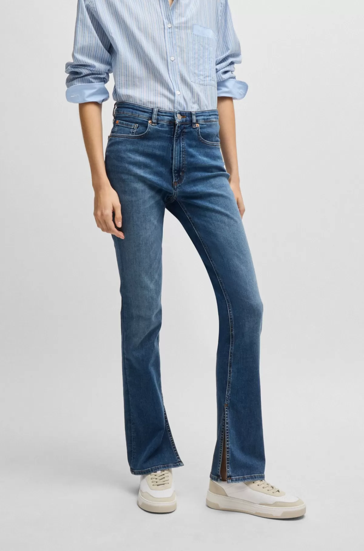 HUGO BOSS Kick-flare Jeans I Elastisk Denim Blå Store