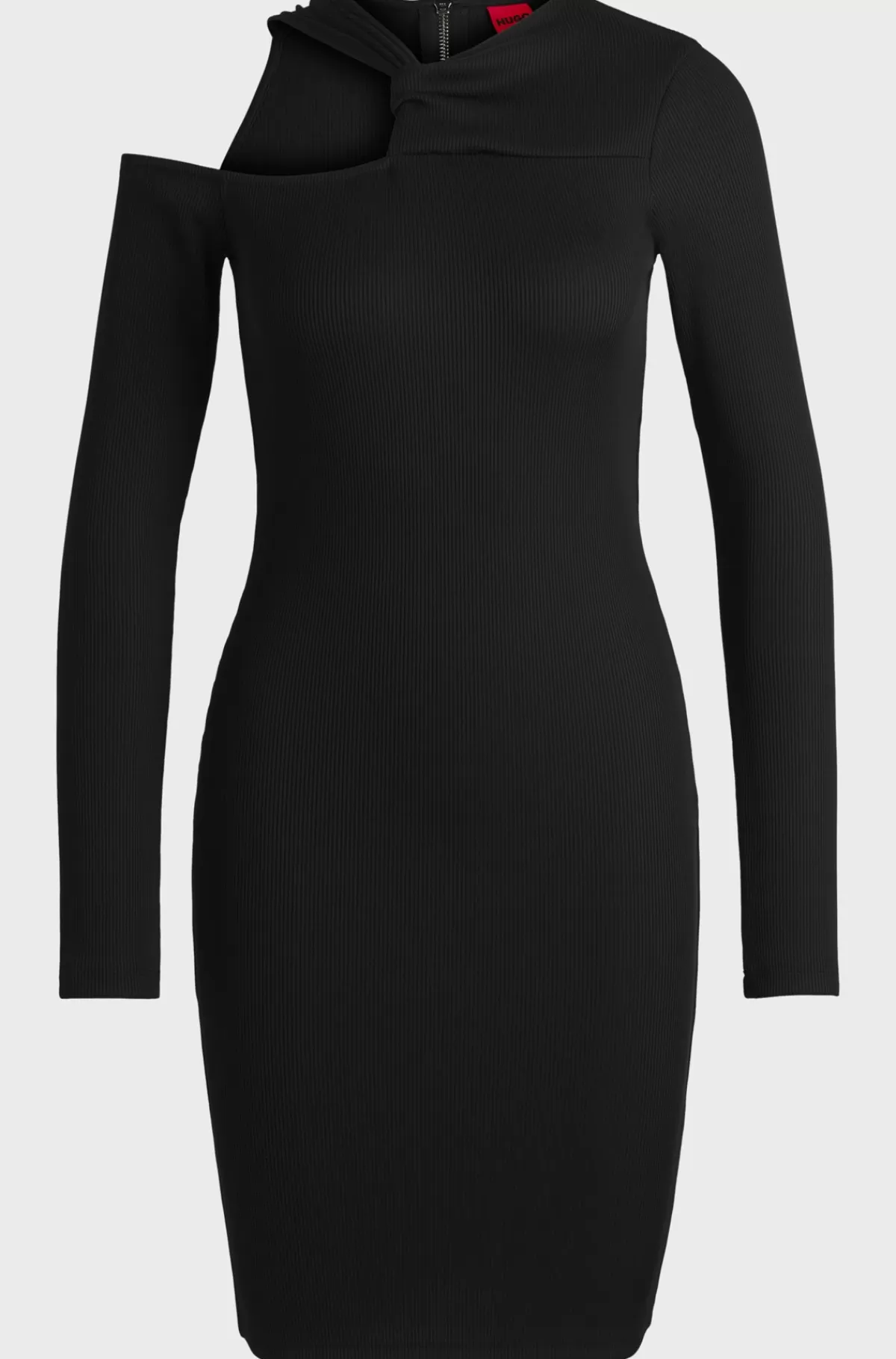 HUGO BOSS Kjole I Jersey Med Ribstruktur, Slim Fit Og Udskæring Ved Skulderen Sort Cheap