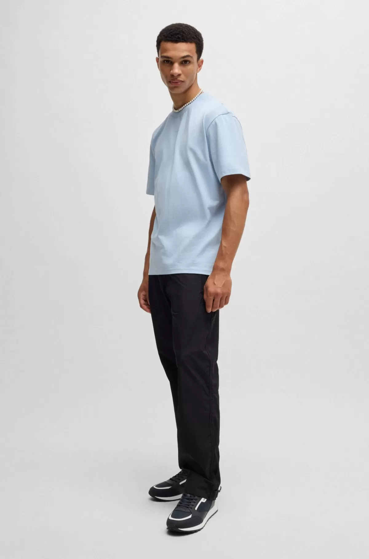 HUGO BOSS Kondisko I Blandede Materialer Og Med Logodetaljer Mørkeblå New