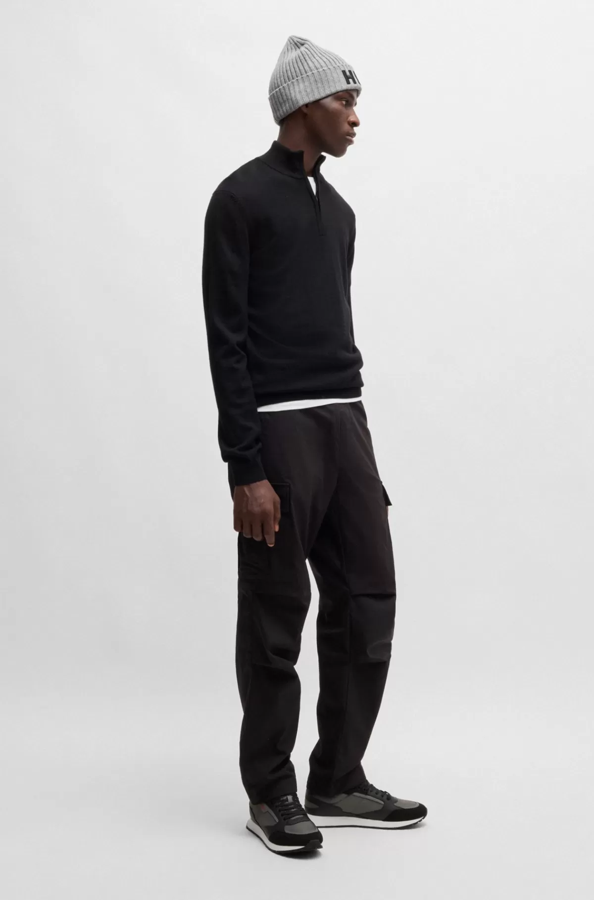 HUGO BOSS Kondisko I Blandede Materialer Og Med Logodetaljer Lysegrå Best Sale