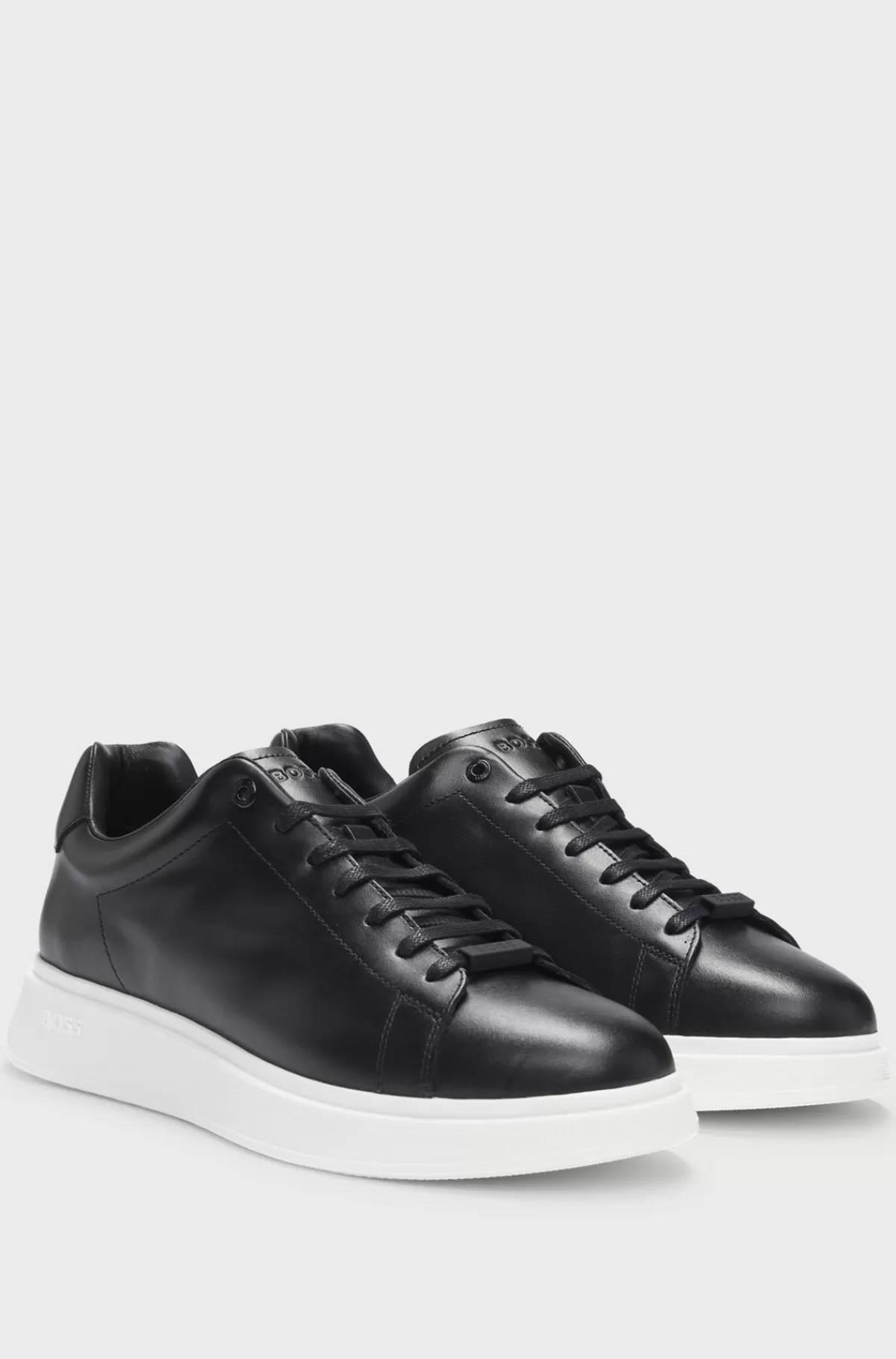 HUGO BOSS Kondisko I Læder Med Gummiydersål Sort Sale