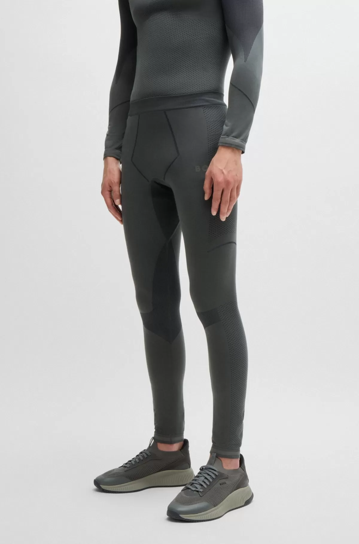HUGO BOSS Lange Underbukser Uden Sømme Med Logoprint Sort Outlet
