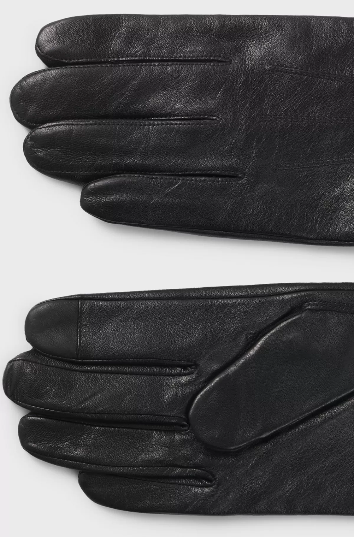 HUGO BOSS Læderhandsker Med Brandede Trykknapper Og For Sort New