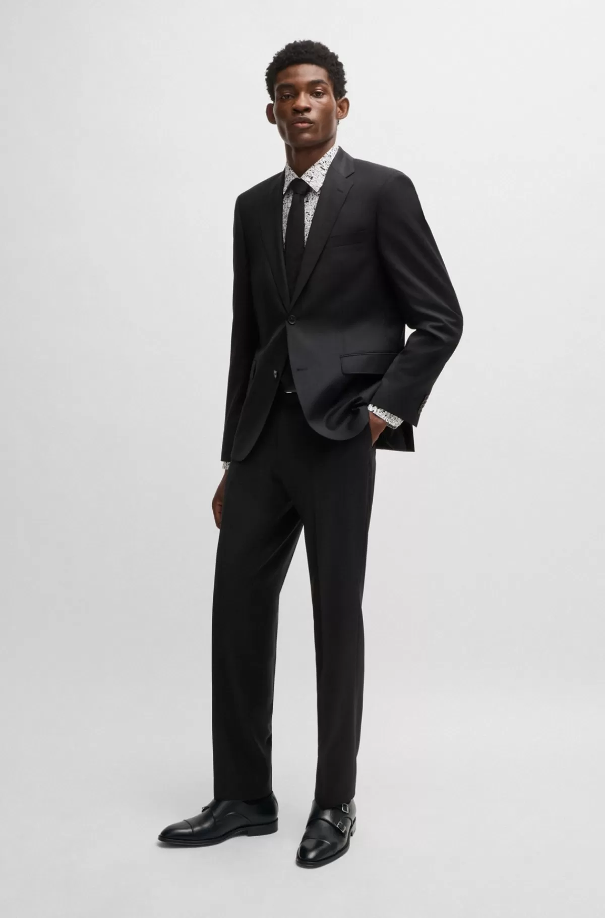 HUGO BOSS Lædersko Med Tåkappe Og To Spænder Sort Discount